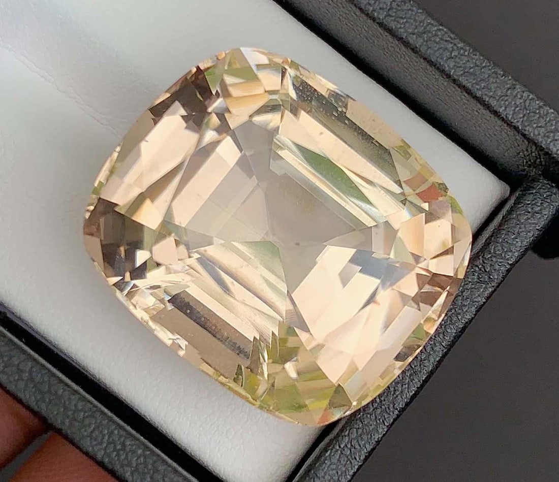 Golden Yellow Topaz Gemstone: 41.80 Carat Cushion Cut Stone - 2