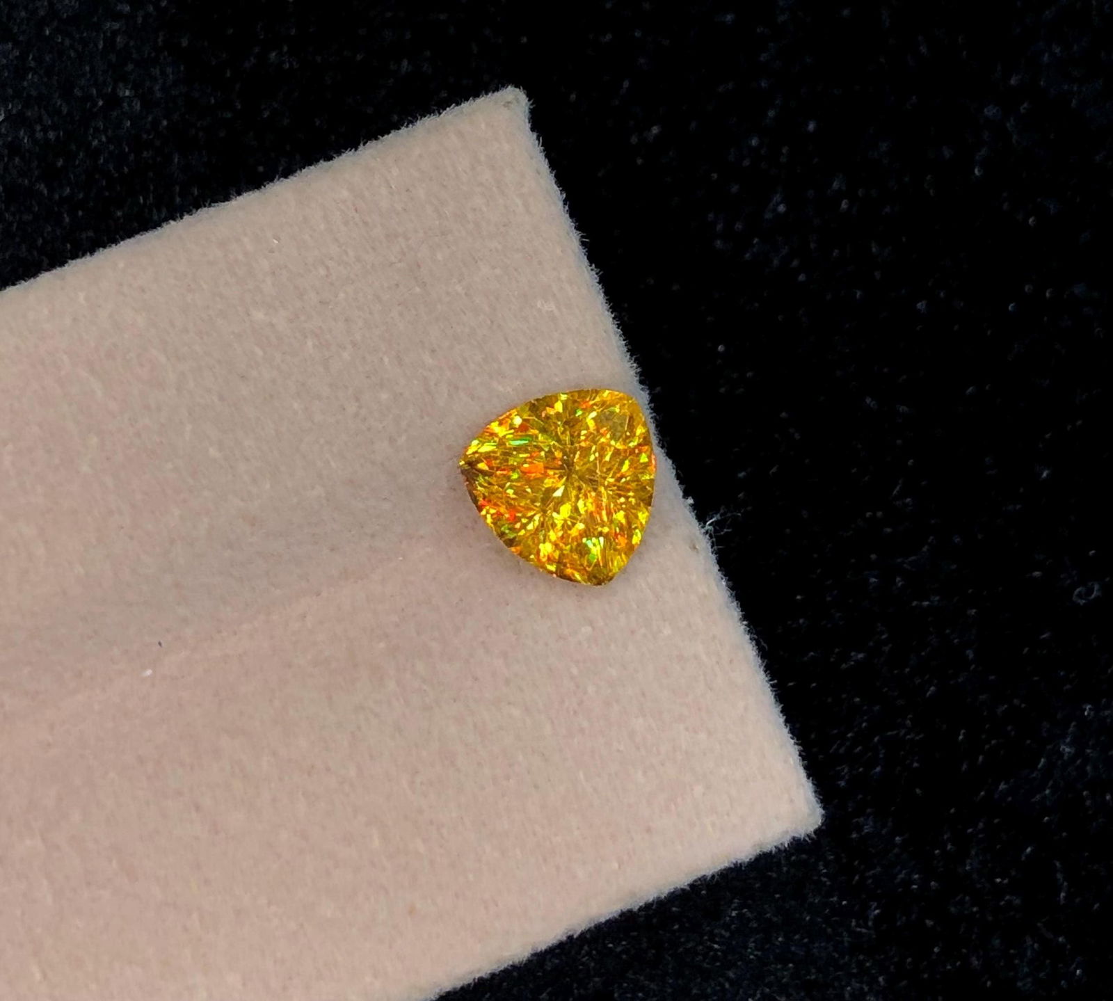 Trillion Cut Sphene Titanite Gemstone: Yellow Orange Sparkle, 2.245 Ct - 10