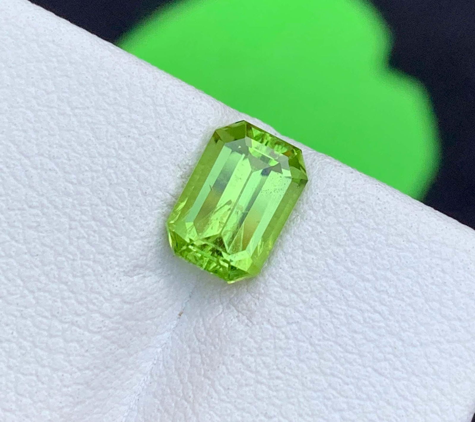 Natural Peridot Gemstones, Top Color Emerald Cut Peridot Loose Gemstone From Pakistan, August - 4