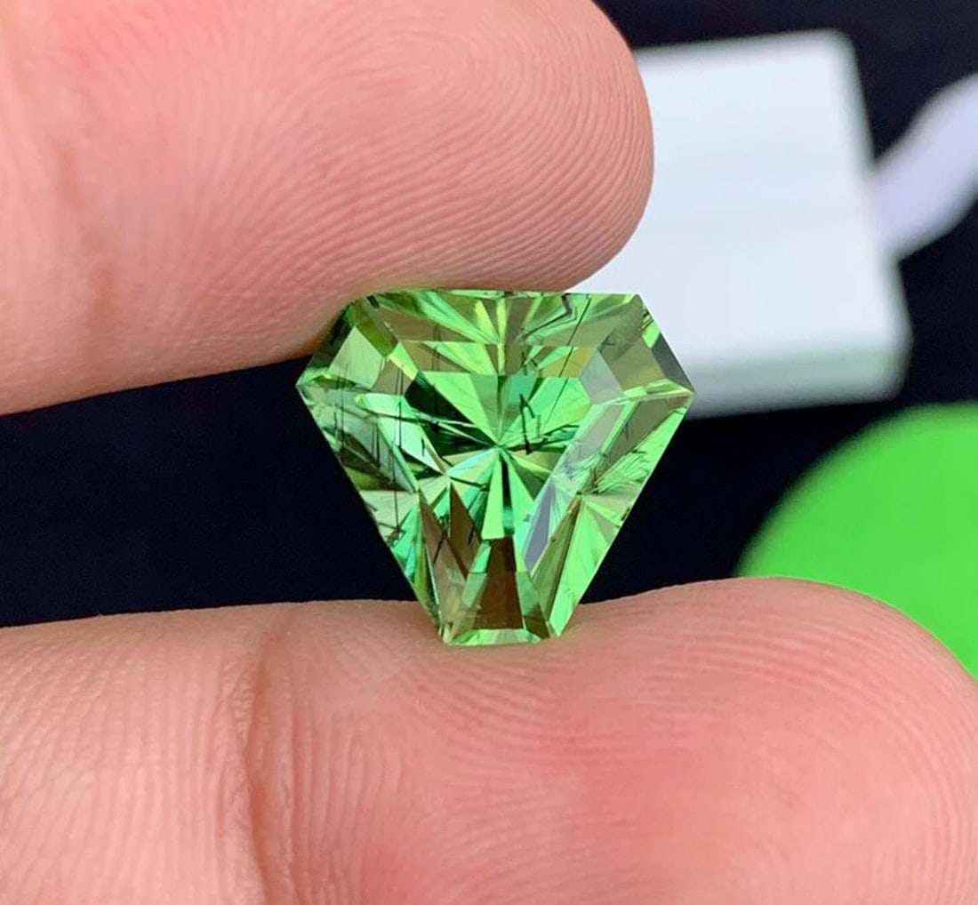 Natural Rutile Peridot Gemstones, Fancy Asscher Cut Peridot Loose Gemstone From Pakistan, August - 9