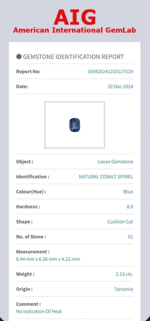 2.15 Carat Violet Blue Spinel: Natural Cushion Cut Gemstone from Tanzania - 8