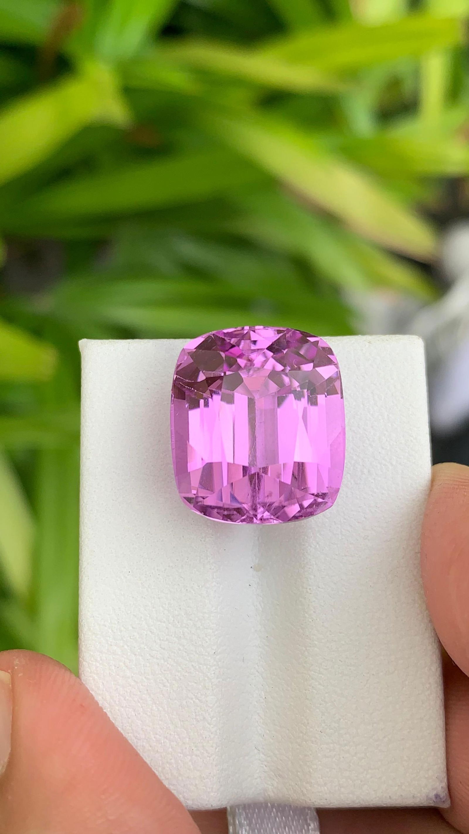 30 Carat Fuchsia Pink Kunzite Gemstone: Cushion Cut Loose Stone - 12