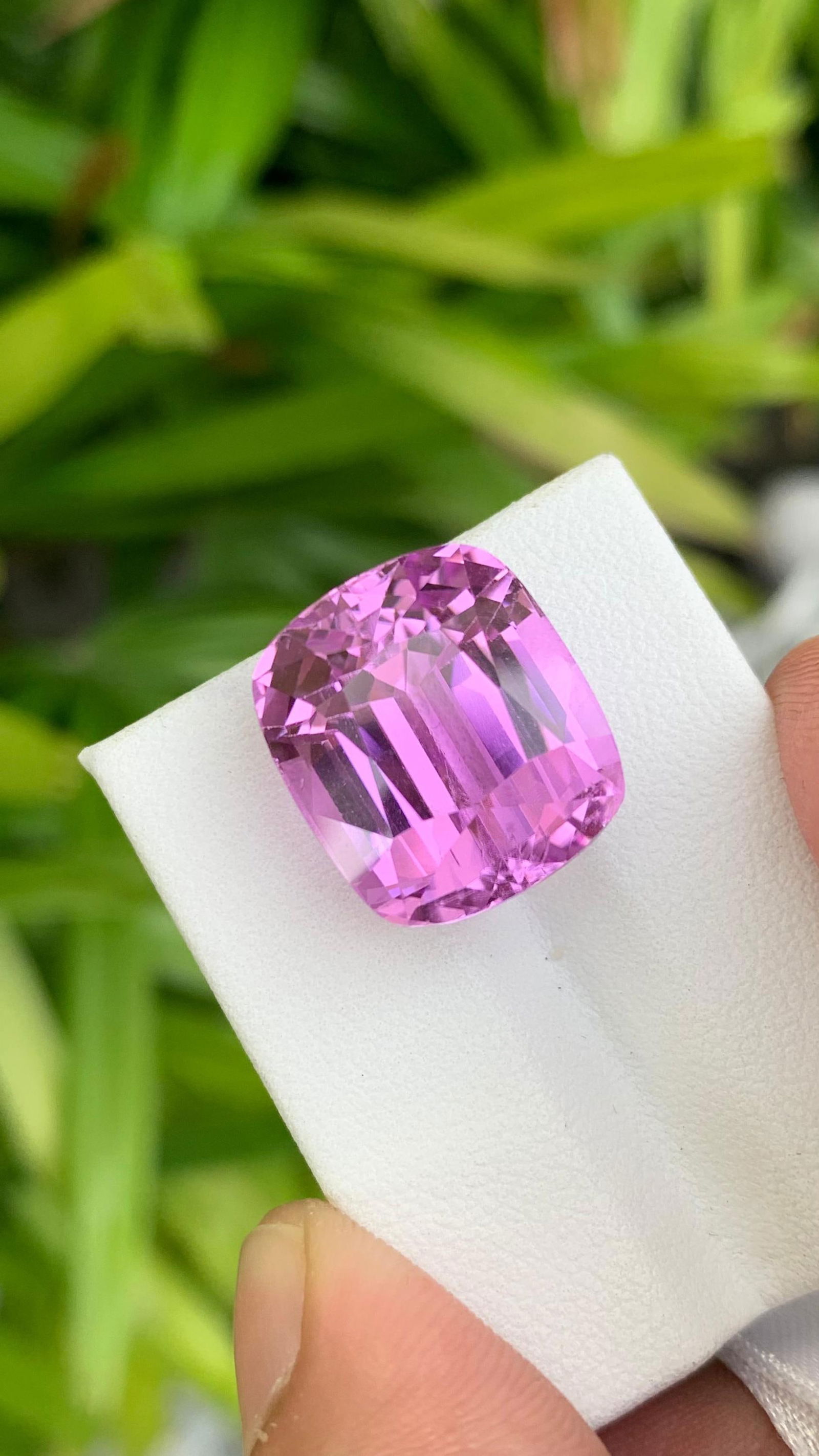 30 Carat Fuchsia Pink Kunzite Gemstone: Cushion Cut Loose Stone - 16