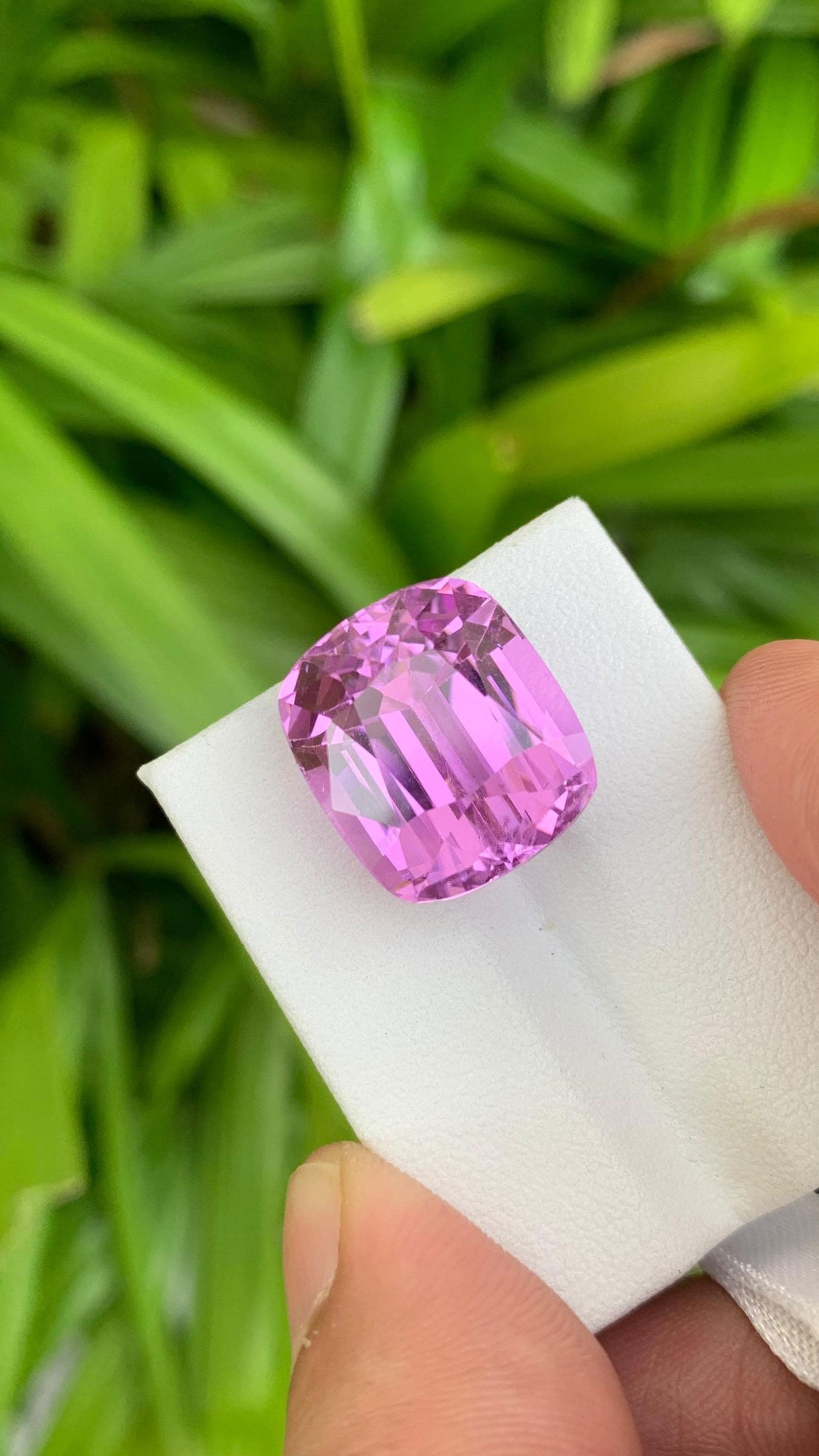 30 Carat Fuchsia Pink Kunzite Gemstone: Cushion Cut Loose Stone (1 of 19)