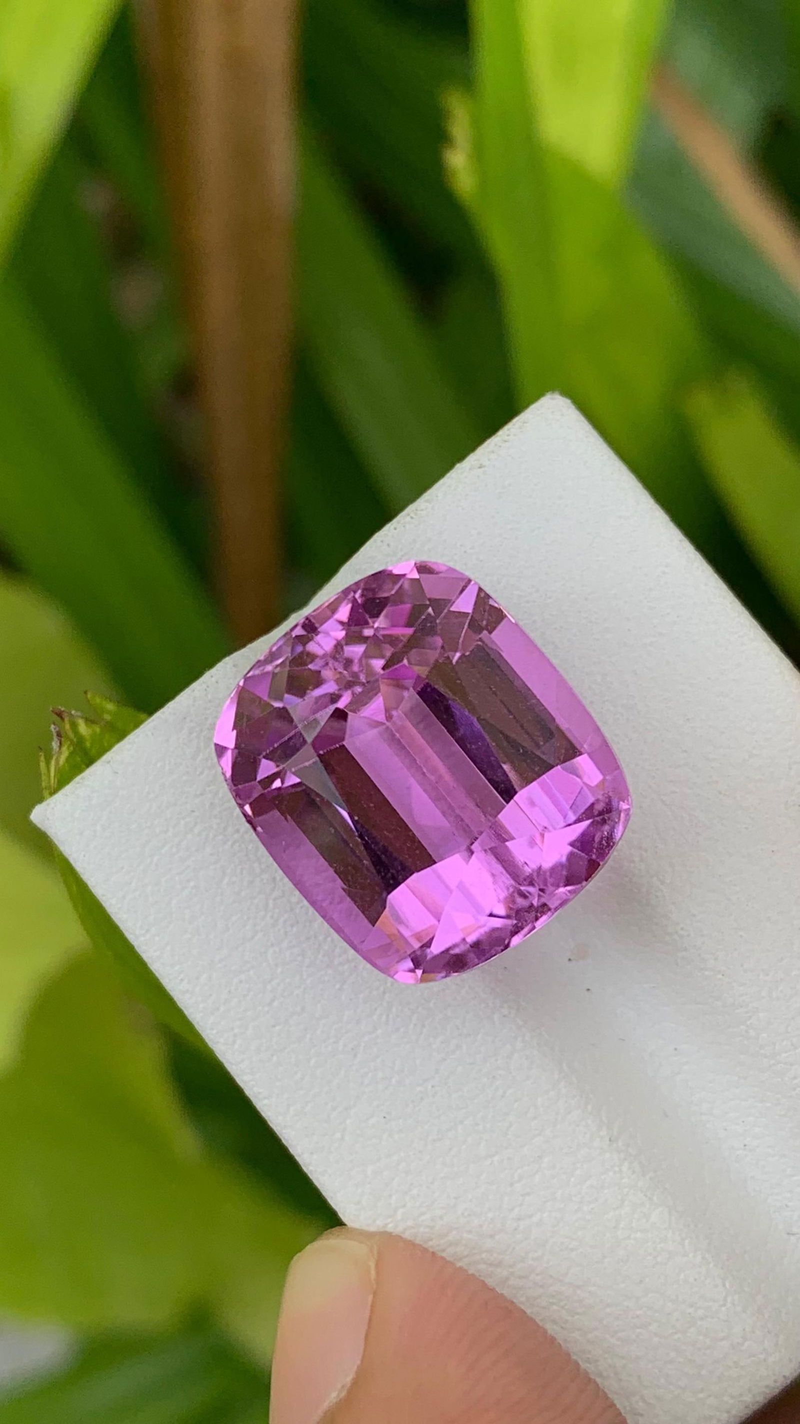 30 Carat Fuchsia Pink Kunzite Gemstone: Cushion Cut Loose Stone - 8