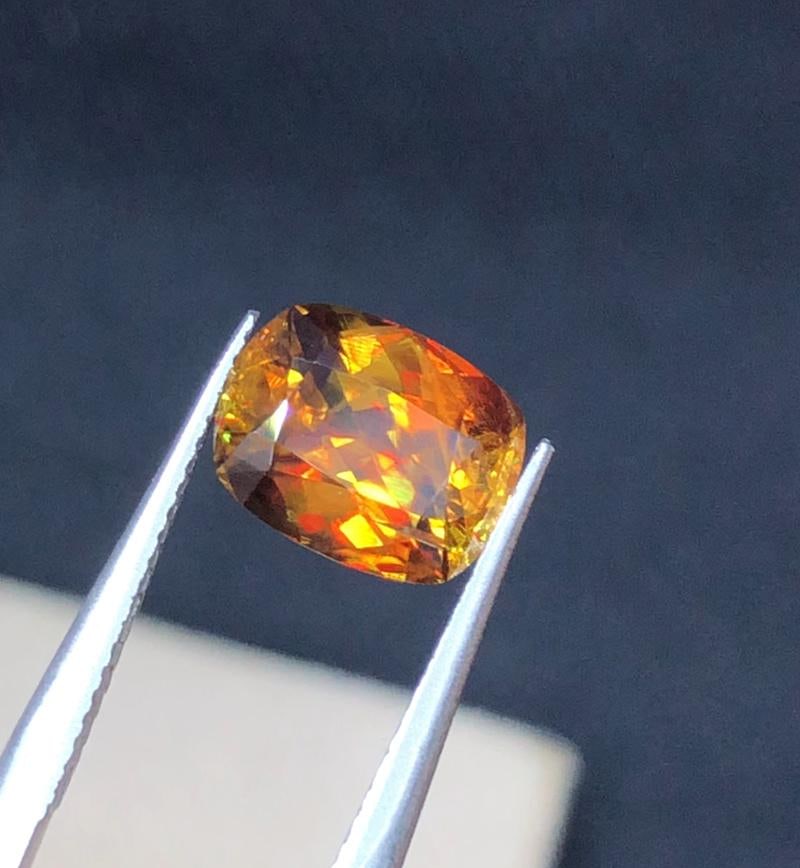 Sparkling Rainbow Fire Natural Cushion Cut Sphene Loose Gemstone For Engagement Ring - 1.90 Carat - 11