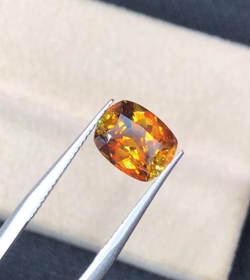 Sparkling Rainbow Fire Natural Cushion Cut Sphene Loose Gemstone For Engagement Ring - 1.90 Carat - 15
