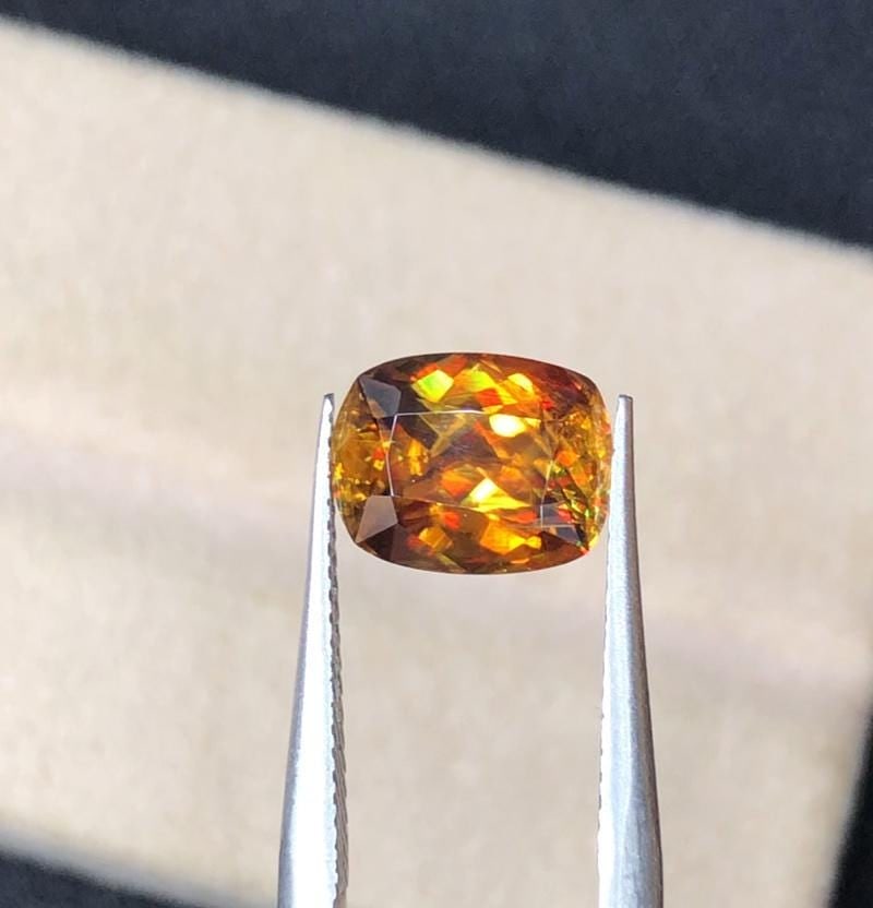 Sparkling Rainbow Fire Natural Cushion Cut Sphene Loose Gemstone For Engagement Ring - 1.90 Carat - 9