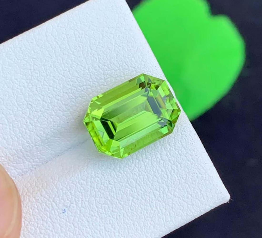 Natural Peridot Gemstones, Top Color Emerald Cut Peridot Loose Gemstone From Pakistan, August - 8