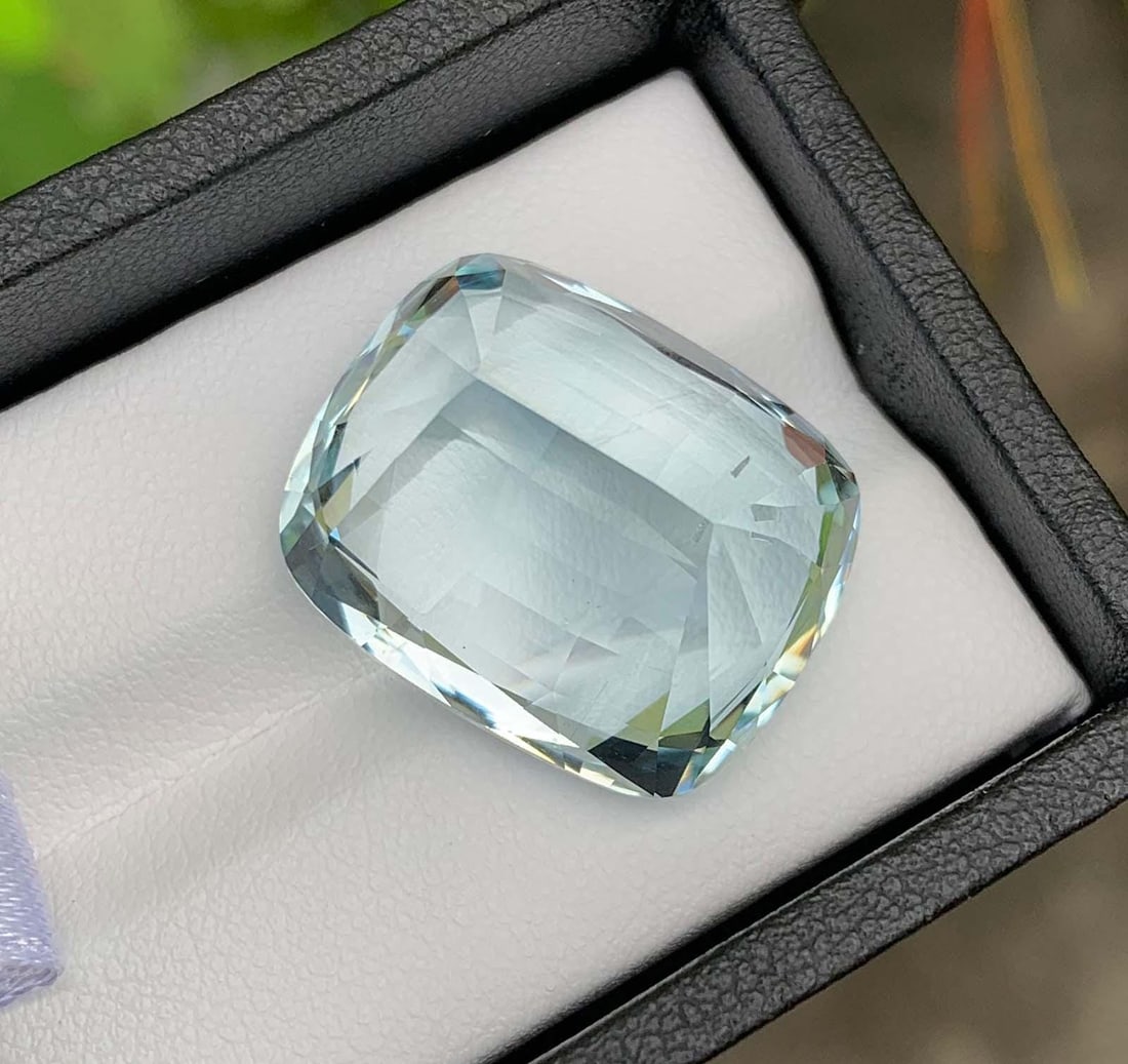 Natural Aquamarine Gemstone: 26.45 Carat Cushion Cut, March Birthstone - 2