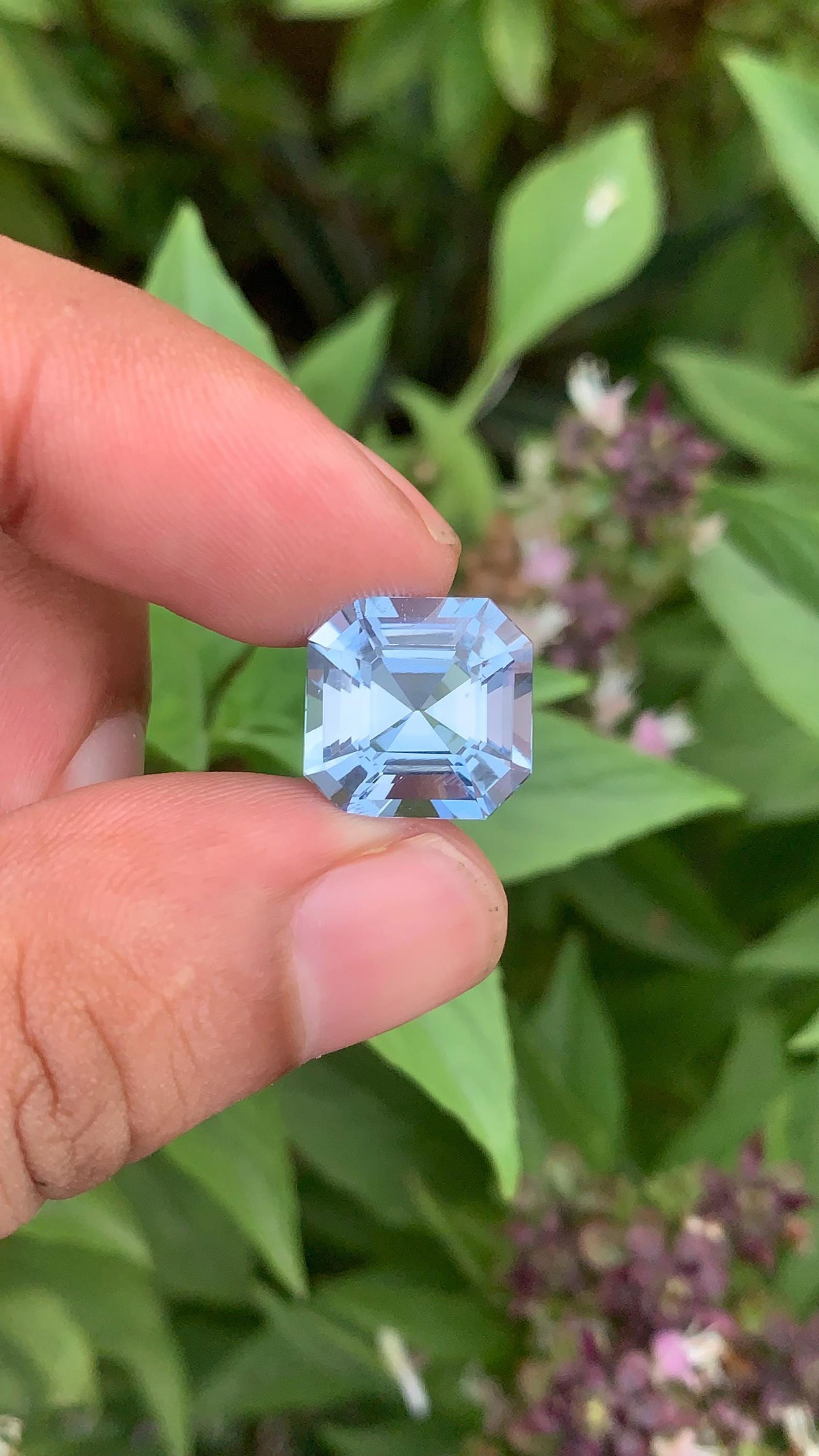 Sky Blue Aquamarine Gemstone, Asscher Cut, VVS Clarity, 8.48 Ct - 12