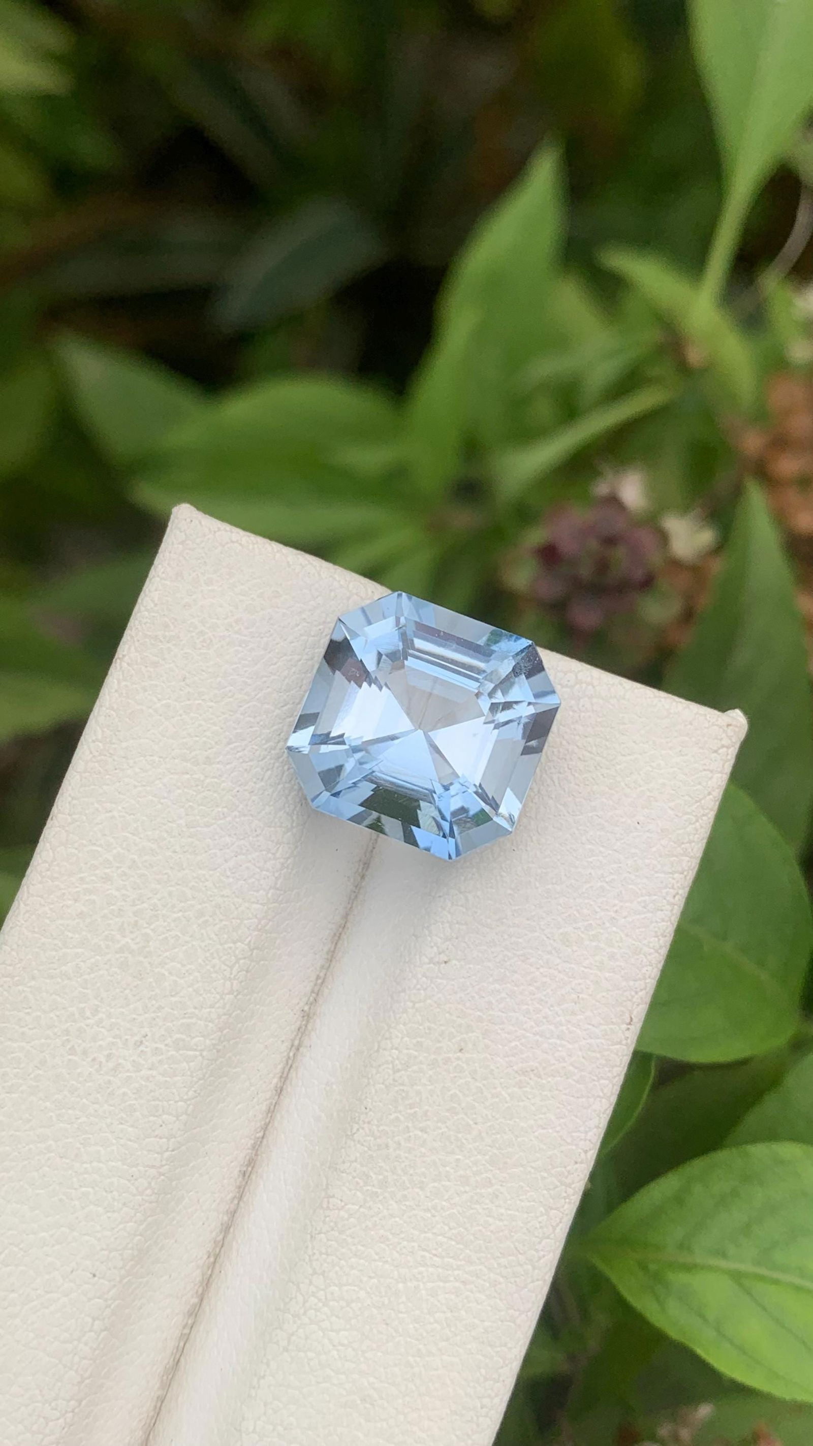 Sky Blue Aquamarine Gemstone, Asscher Cut, VVS Clarity, 8.48 Ct - 16