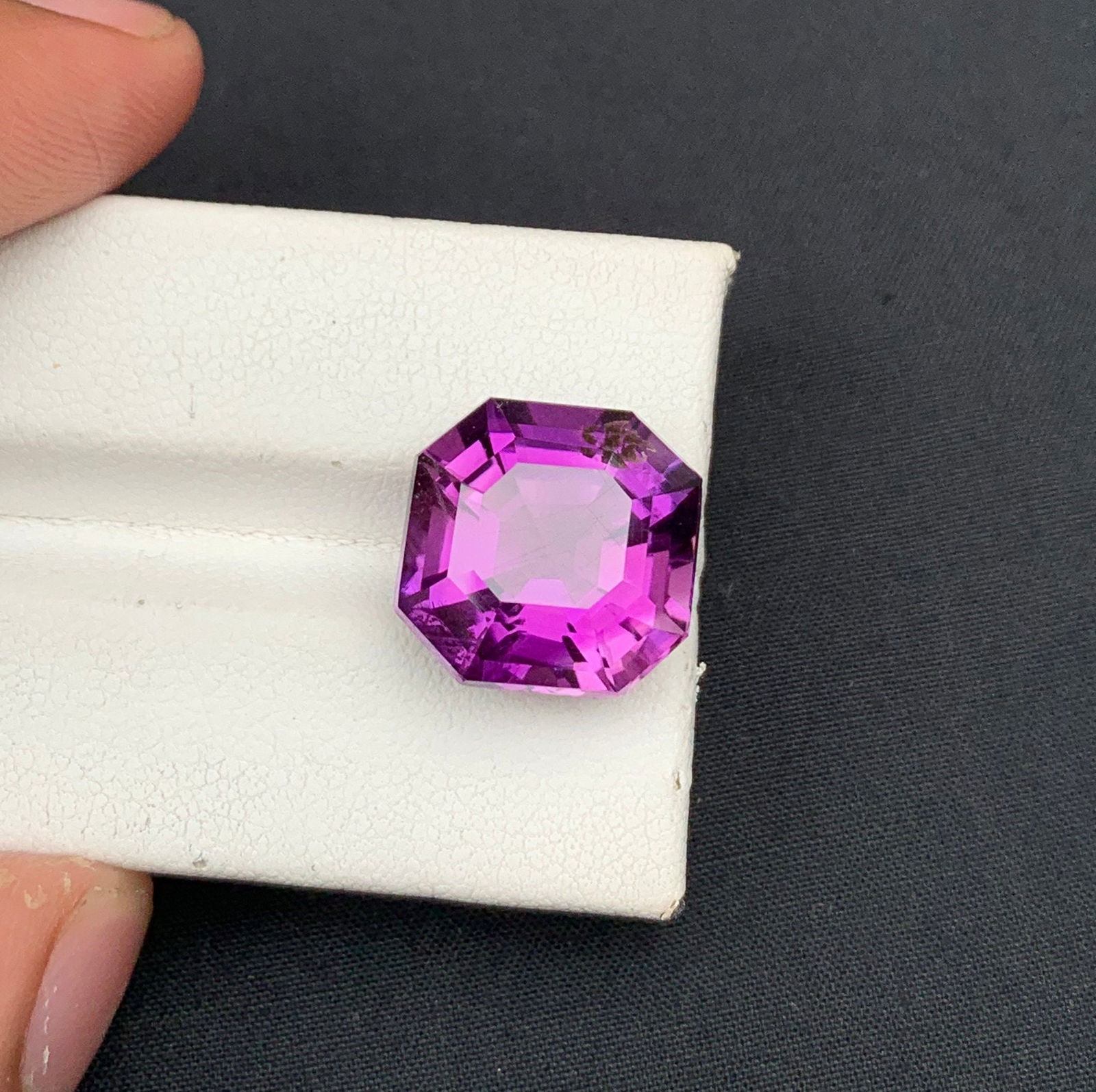 Ascher Cut Amethyst Gemstone: 11.25 Carats, Ring Size: Materials: Gemstone: Amethyst Carat weight: 11.25 Natural Amethyst Gemstone , Ascher Cut Dark Purple Color, Ring and Jewelry Size Amethyst Loose Gemstone, 11.25 Carats. Weight : 11.25 Carats Dimension