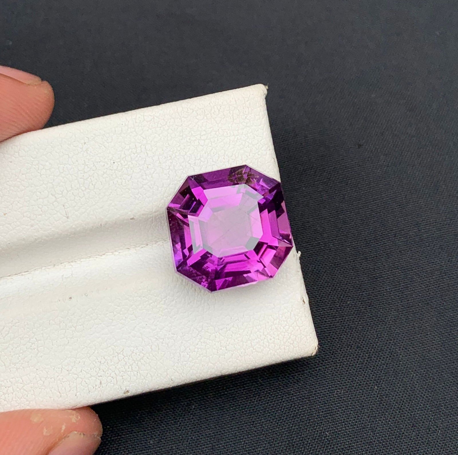 Ascher Cut Amethyst Gemstone: 11.25 Carats, Ring Size - 6