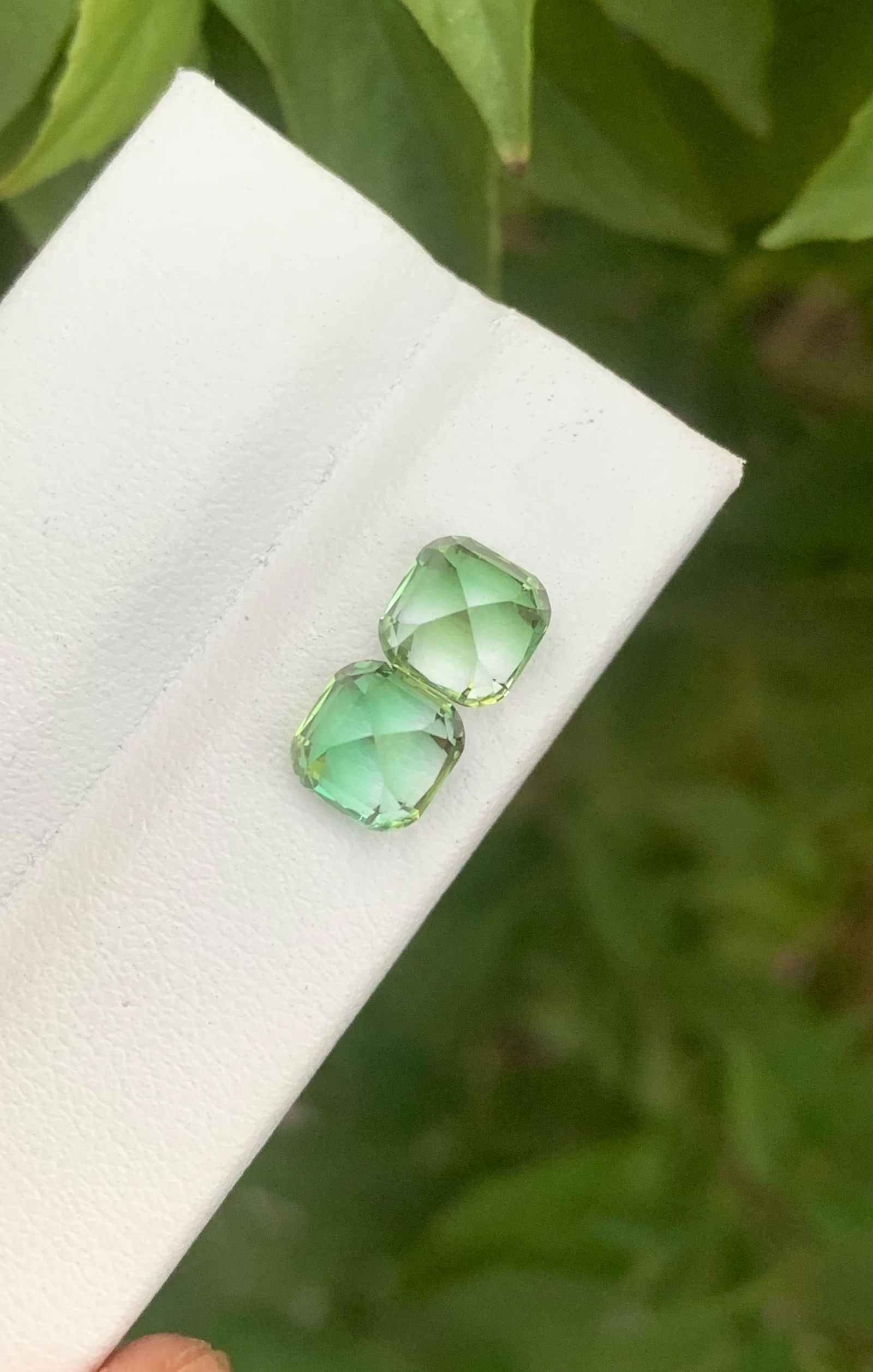 Bicolor Tourmaline Gemstone Pair: Asscher Cut, 3.75 ct - 10