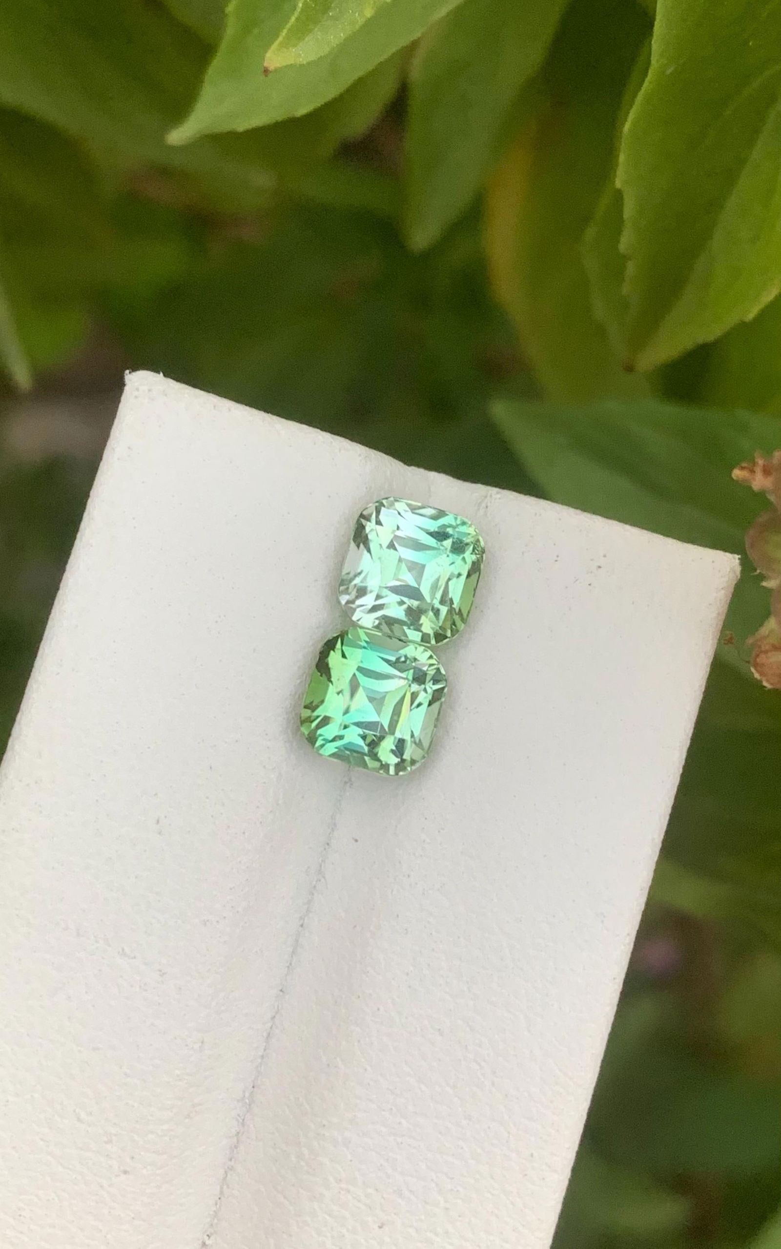 Bicolor Tourmaline Gemstone Pair: Asscher Cut, 3.75 ct - 15