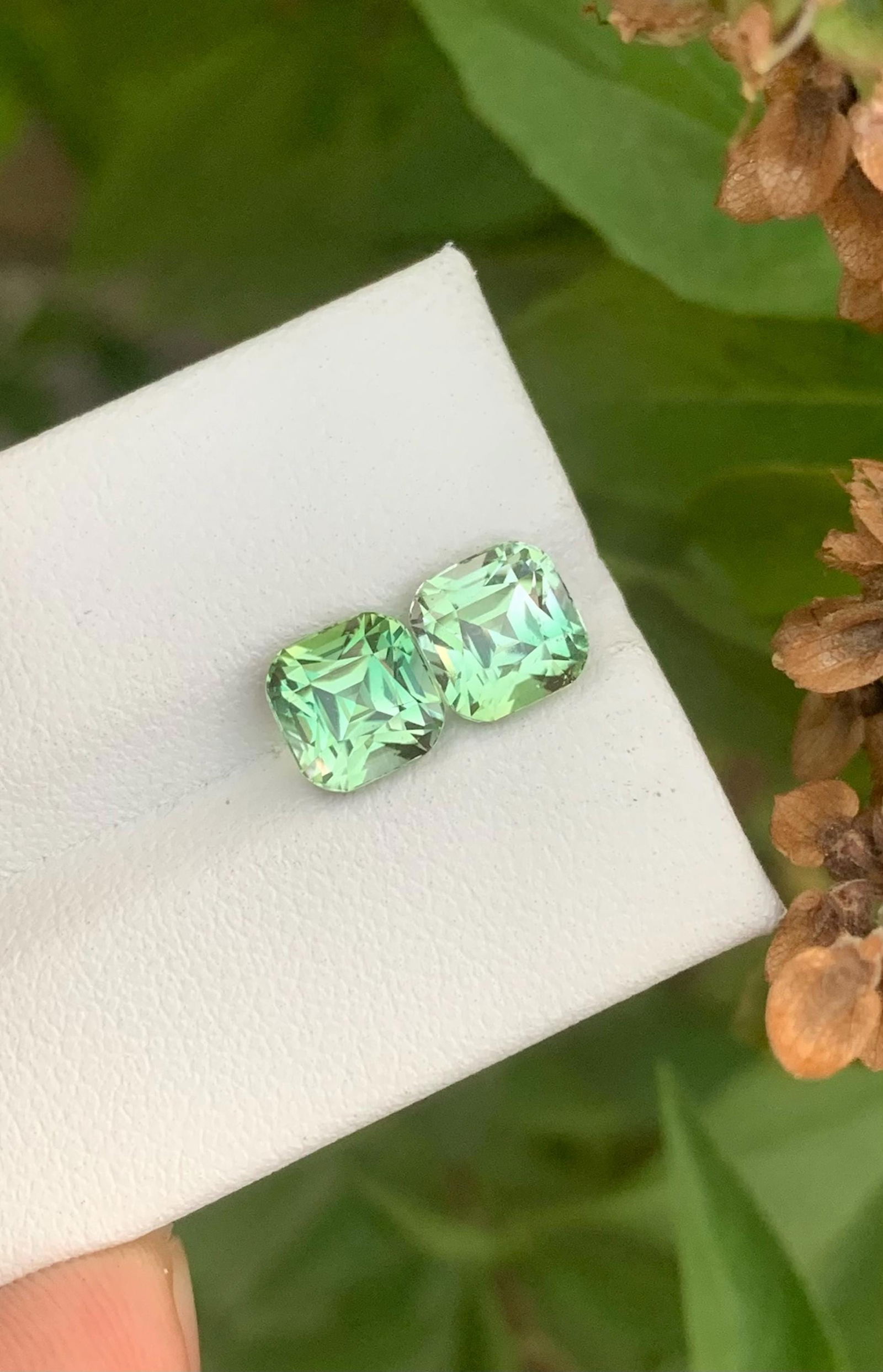 Bicolor Tourmaline Gemstone Pair: Asscher Cut, 3.75 ct - 5