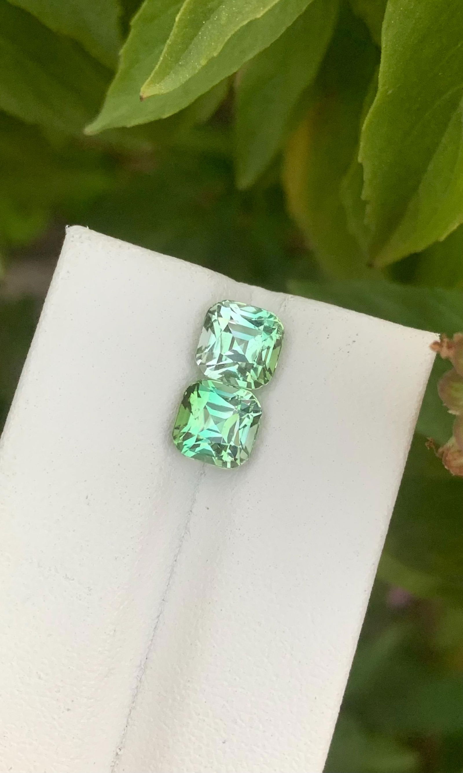 Bicolor Tourmaline Gemstone Pair: Asscher Cut, 3.75 ct - 7