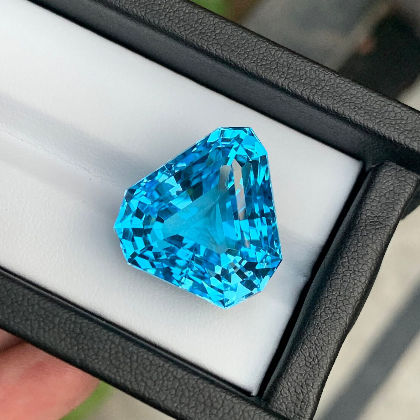 50.10 Carat Swiss Blue Topaz Gemstone: Trillion Cut December Birthstone - 3