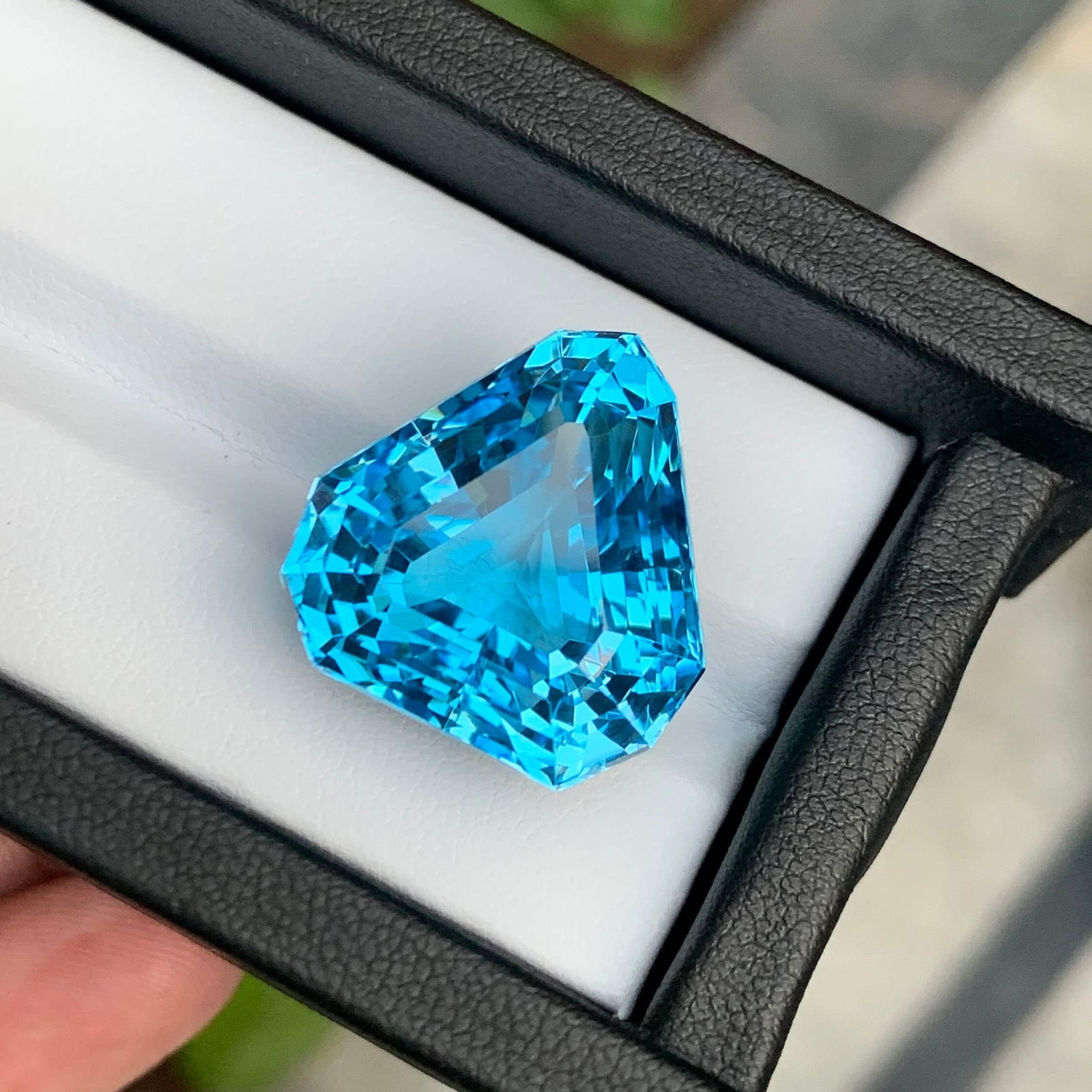 50.10 Carat Swiss Blue Topaz Gemstone: Trillion Cut December Birthstone - 4