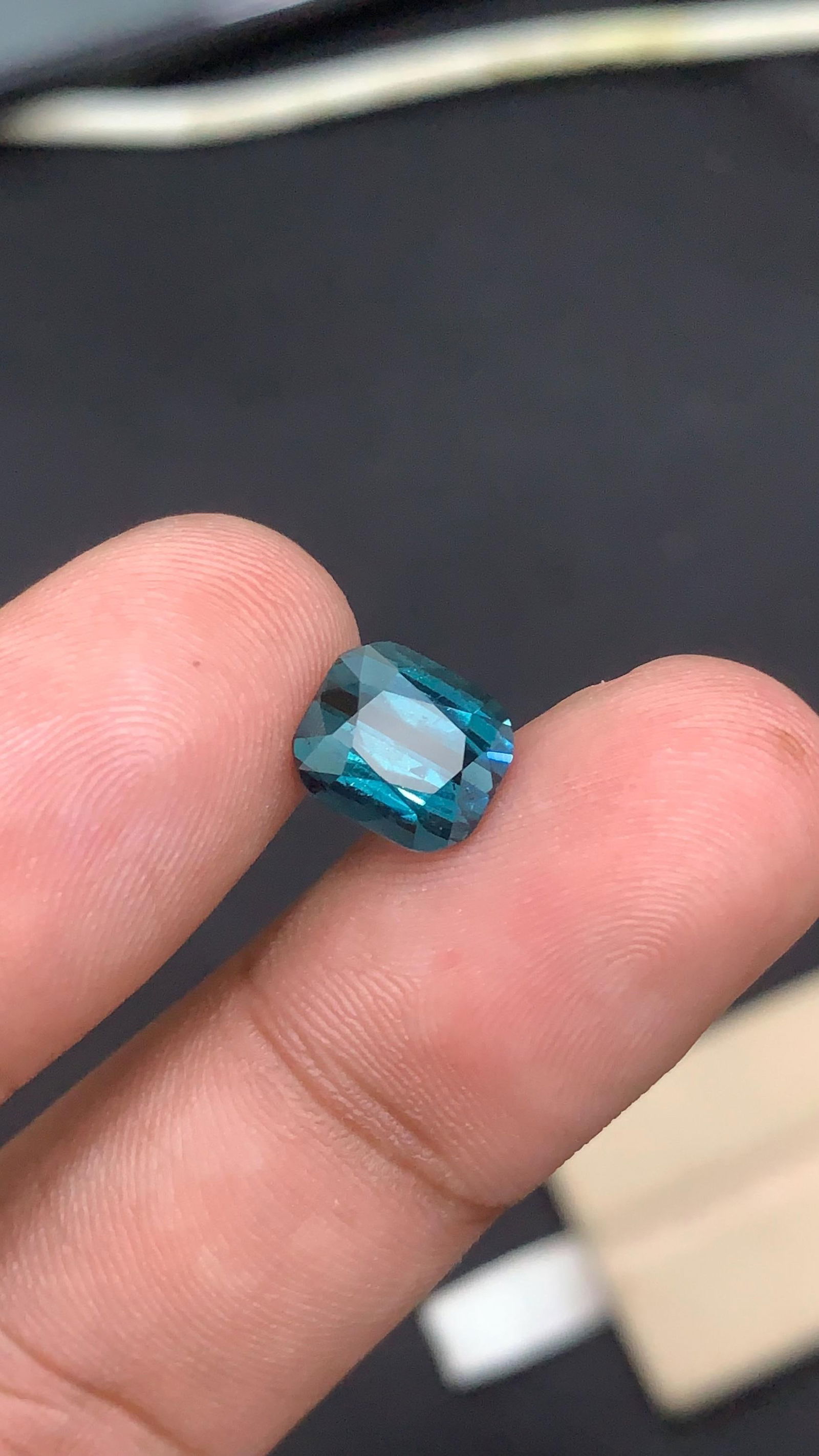 Ring Size Natural Indicolite Blue Cushion Cut Tourmaline Gemstone From Afghanistan - 2.30 Carat - 2