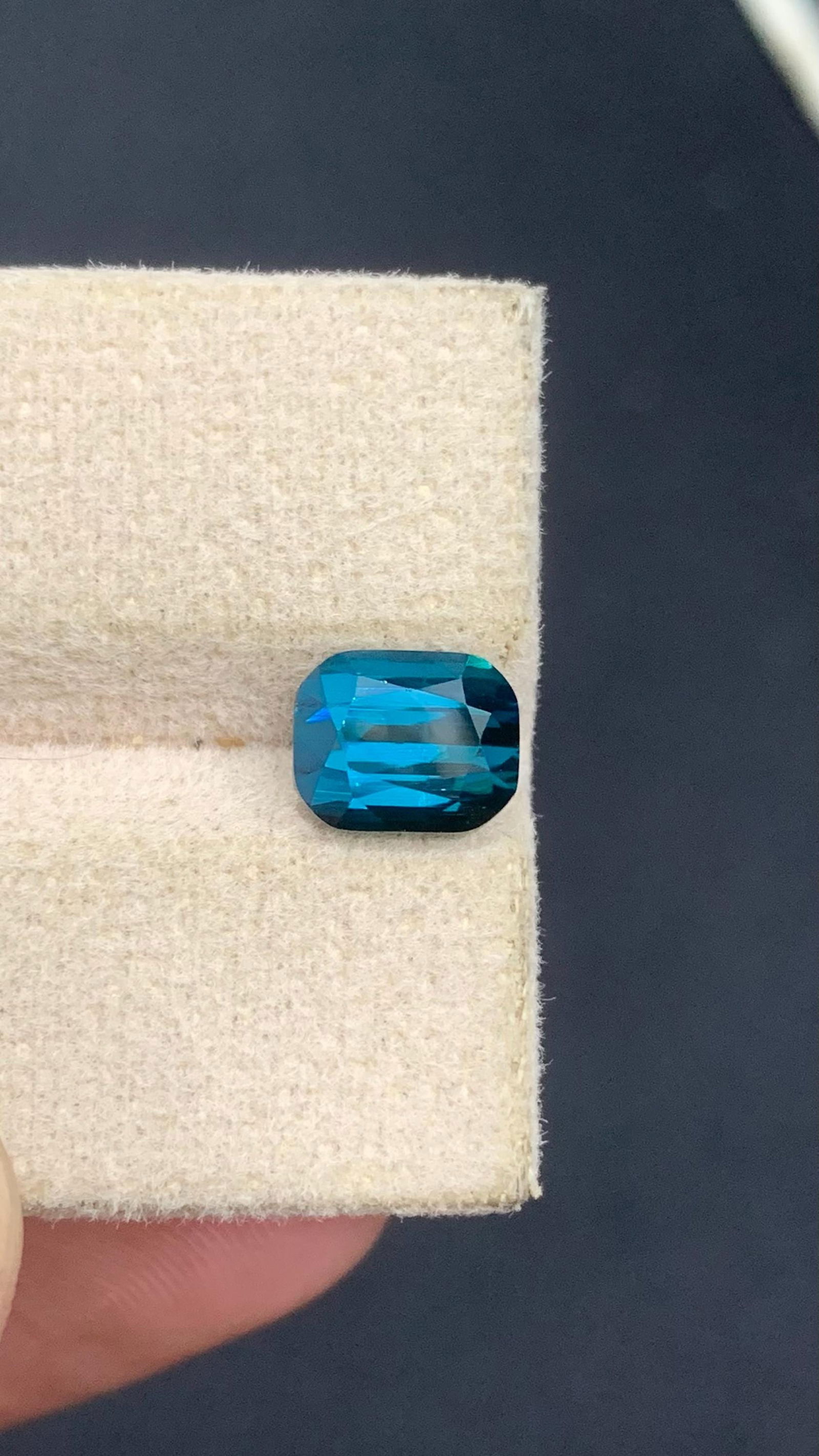 Ring Size Natural Indicolite Blue Cushion Cut Tourmaline Gemstone From Afghanistan - 2.30 Carat - 3