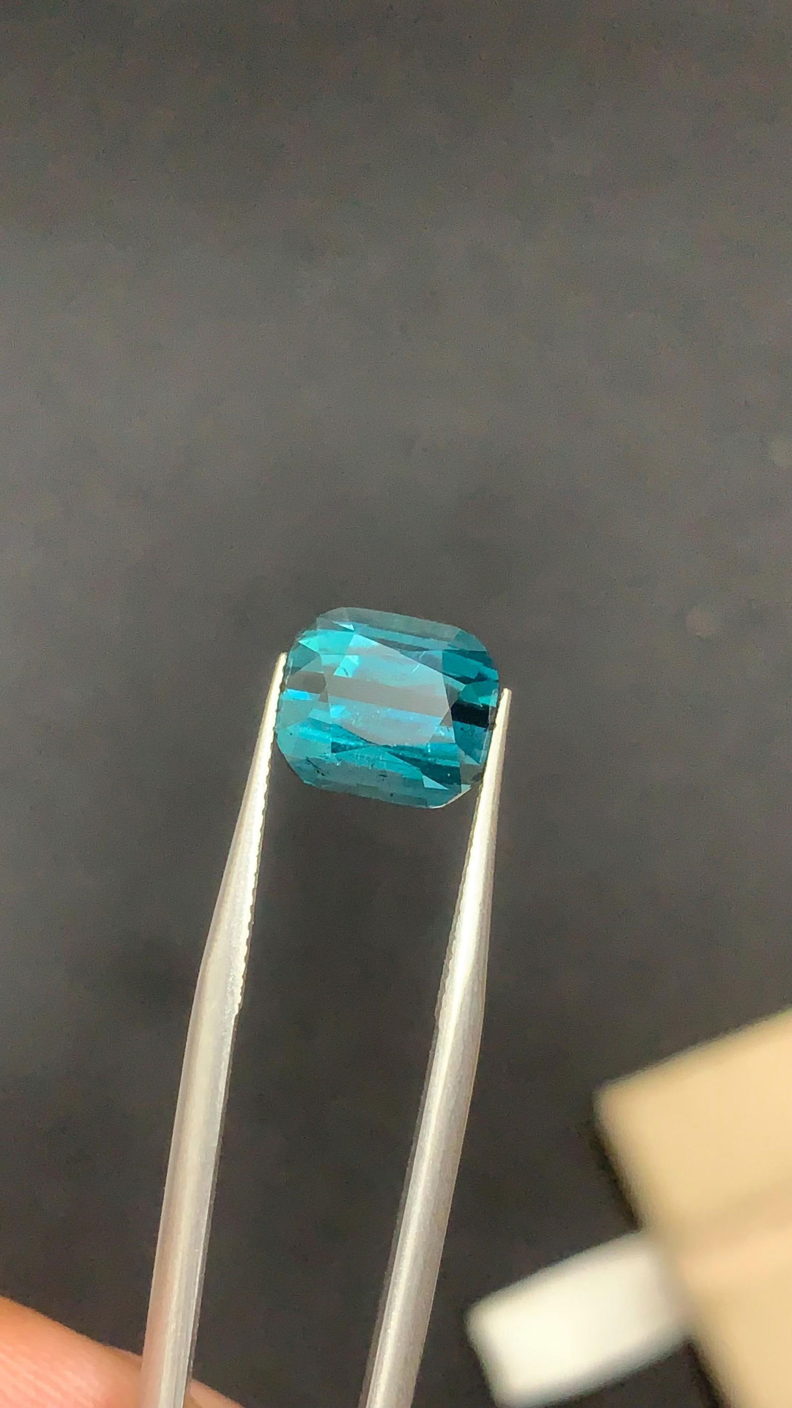 Ring Size Natural Indicolite Blue Cushion Cut Tourmaline Gemstone From Afghanistan - 2.30 Carat - 5