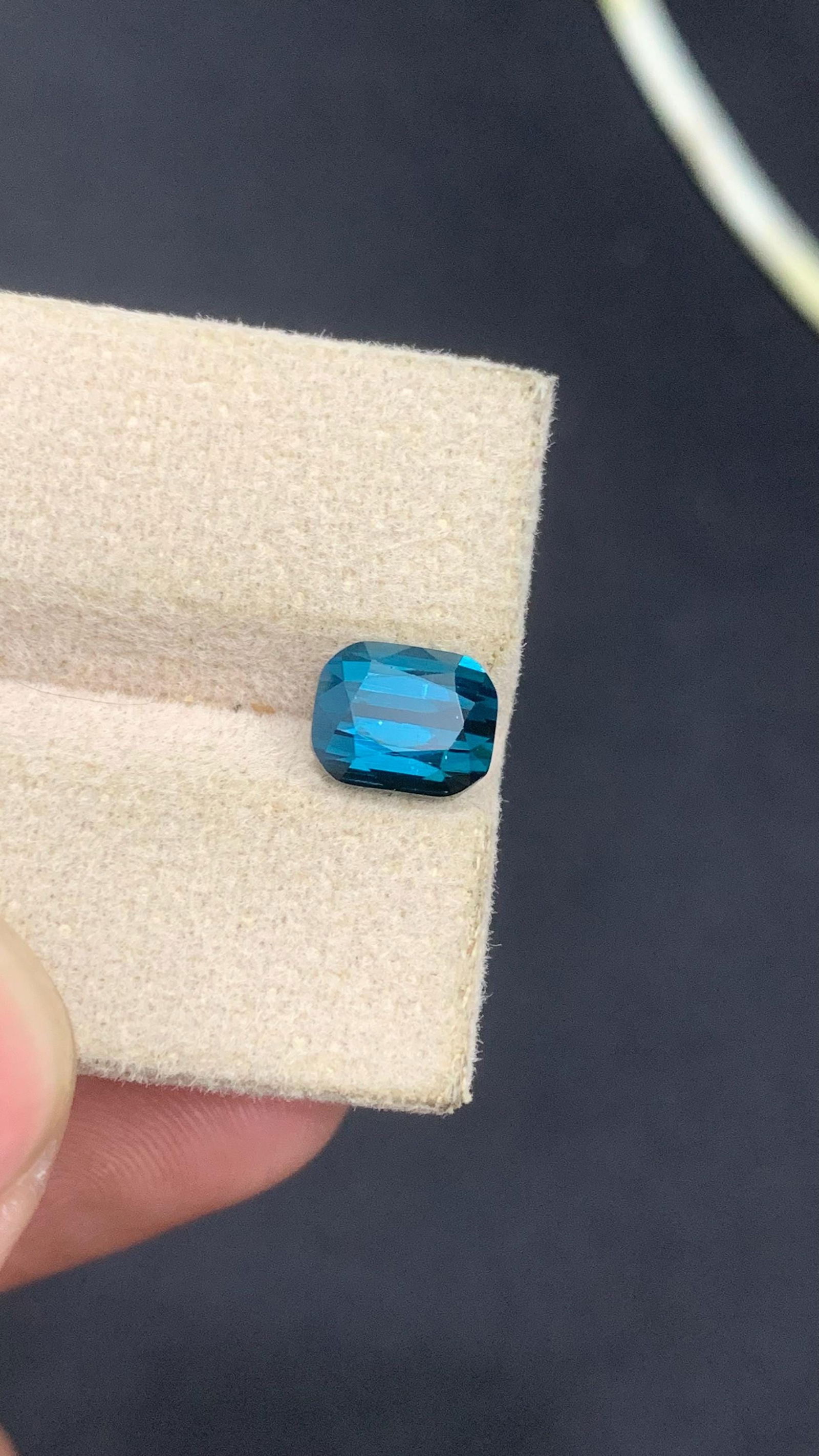 Ring Size Natural Indicolite Blue Cushion Cut Tourmaline Gemstone From Afghanistan - 2.30 Carat - 7