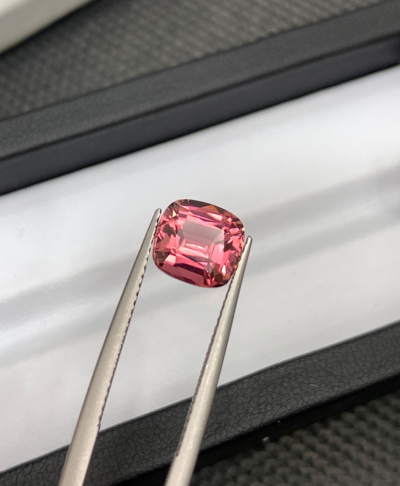 Reddish Hot Pink Tourmaline Gemstone: 2.65 Carat Cushion Cut - 14