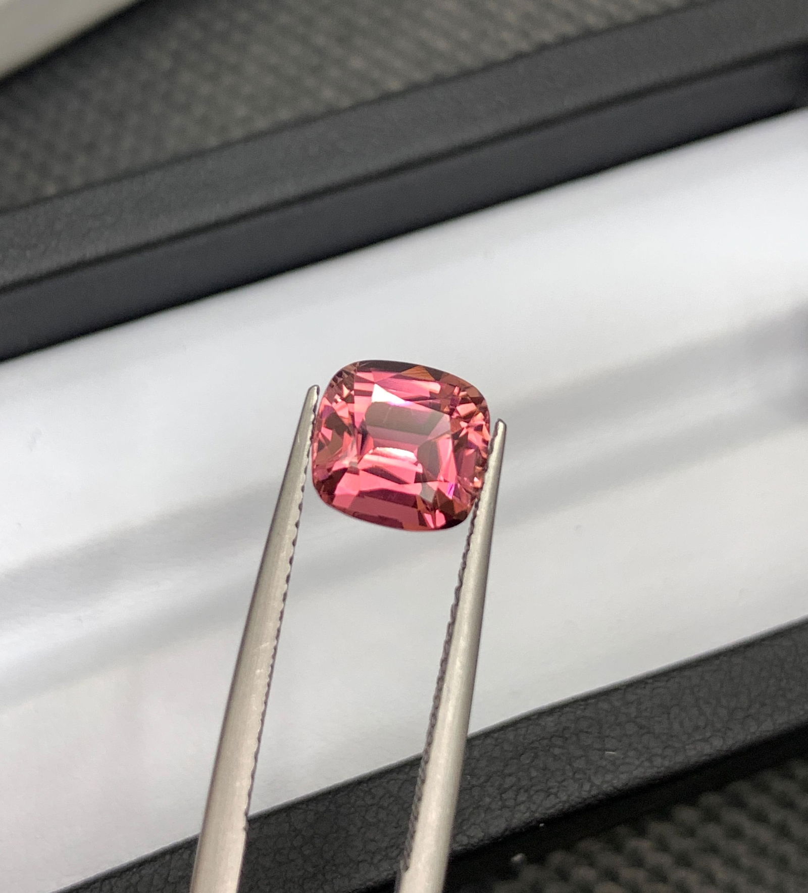 Reddish Hot Pink Tourmaline Gemstone: 2.65 Carat Cushion Cut - 16
