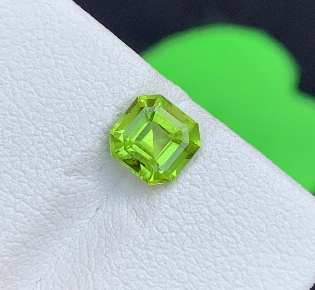 Emerald Cut Peridot Gemstone: Natural August Birthstone (1.47 Carats) - 7