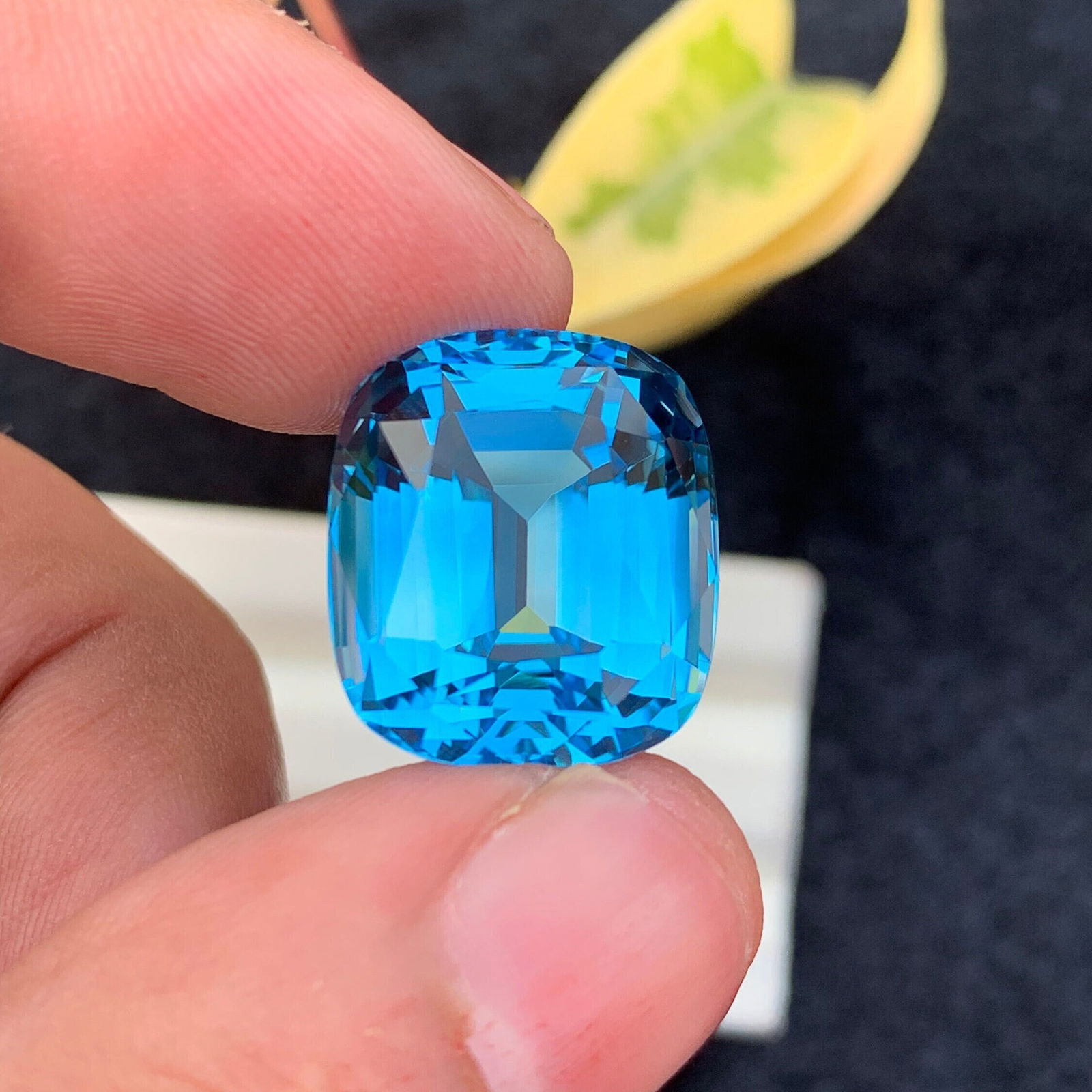 Swiss Blue Topaz Gemstone: 29.45 Carat Cushion Cut, December Birthstone (1 of 13)