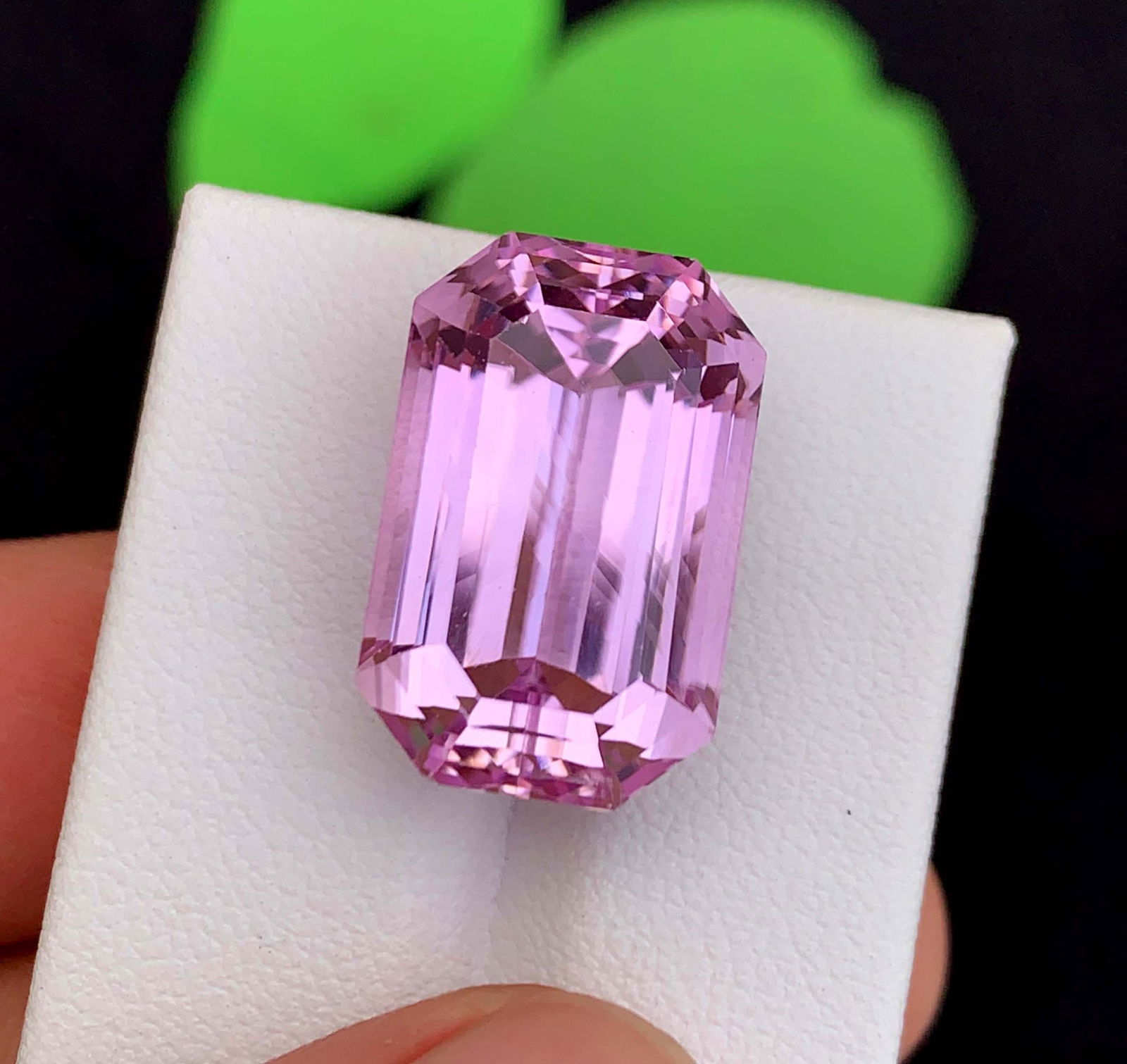 Green Kunzite Gemstone: 32.70 Carat Trillion Cut November Birthstone - 13