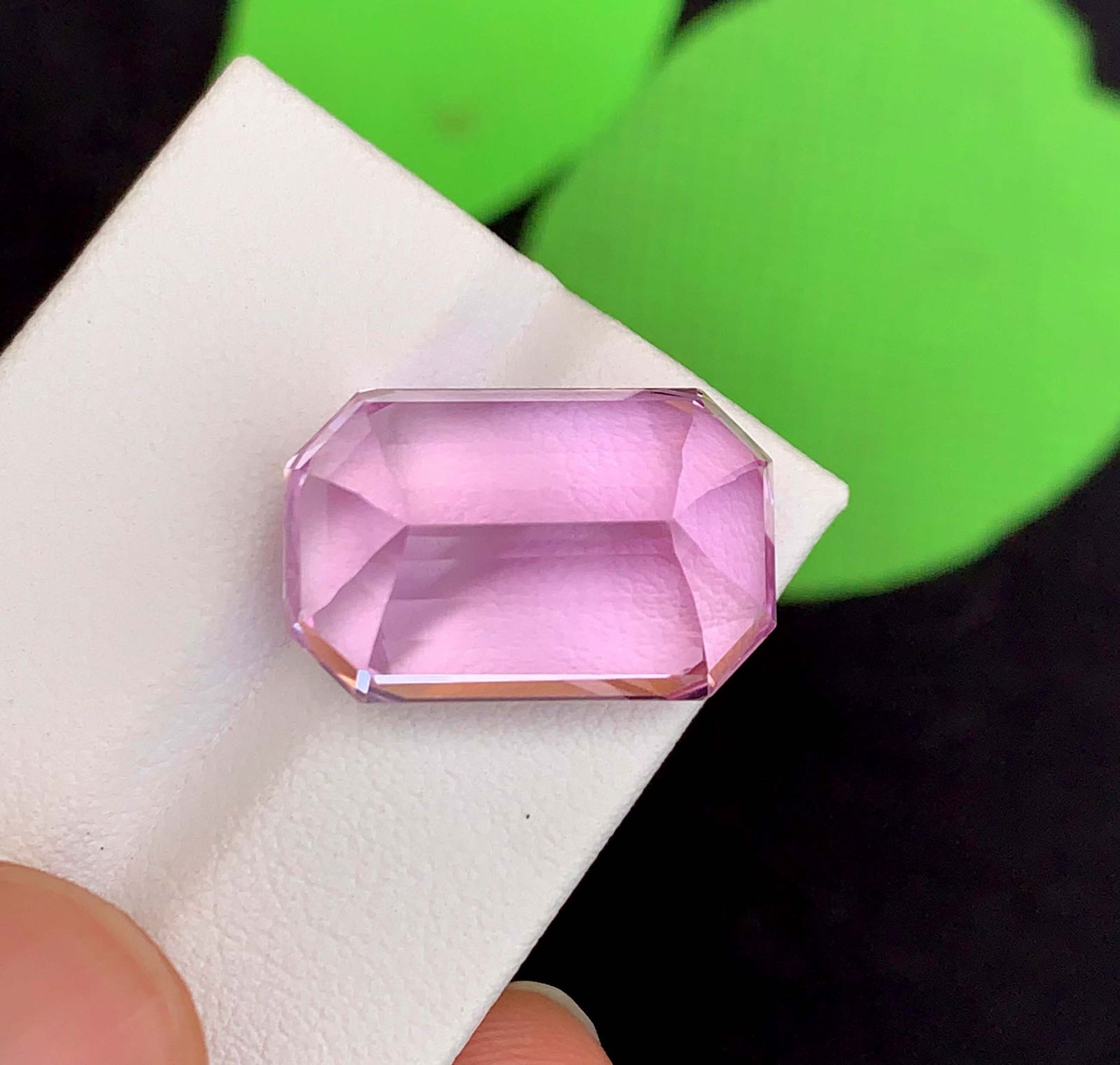 Green Kunzite Gemstone: 32.70 Carat Trillion Cut November Birthstone - 2