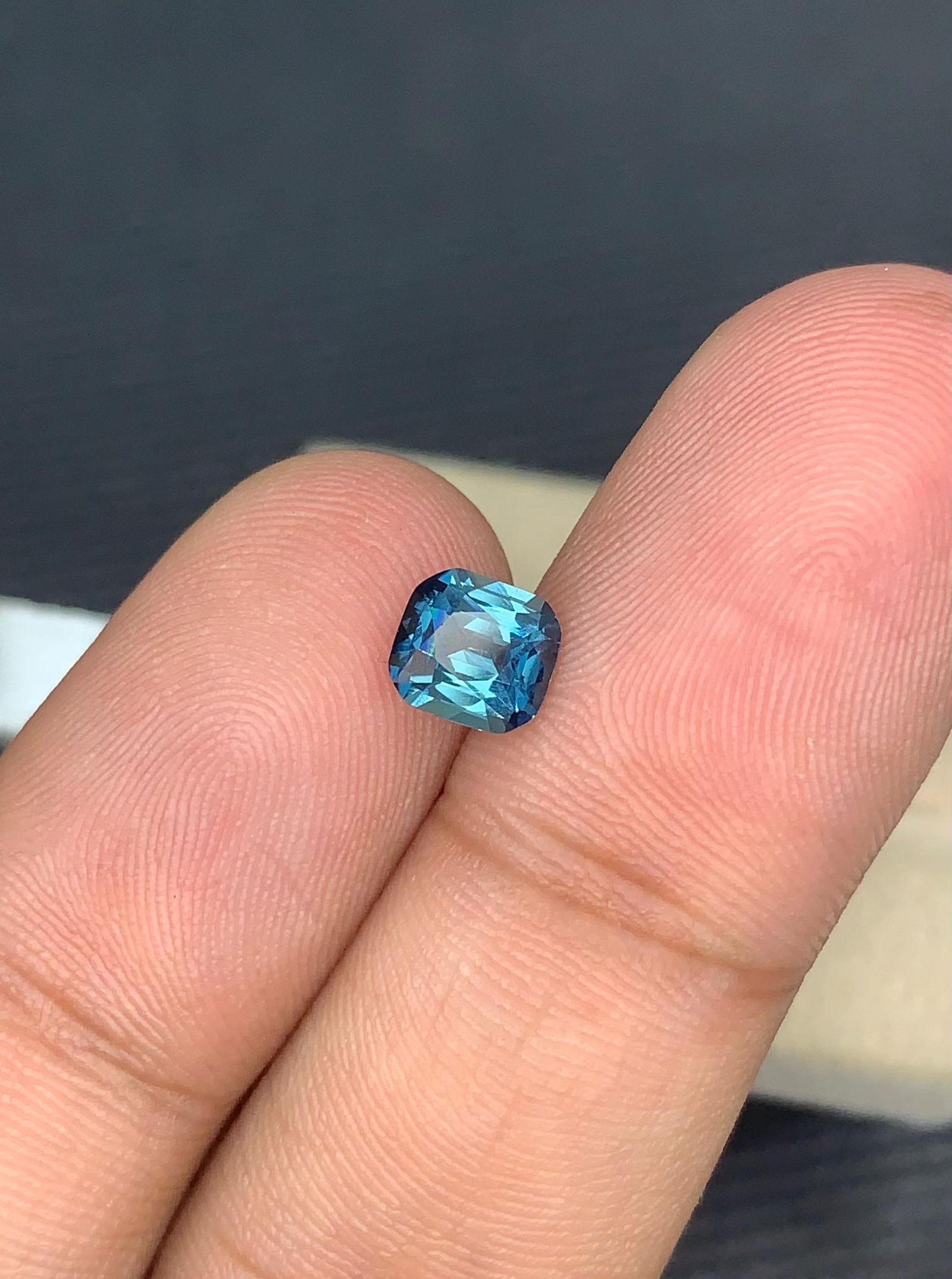 Ink Blue Tourmaline Gemstone: 0.935 Carat Faceted Cushion Cut - 11