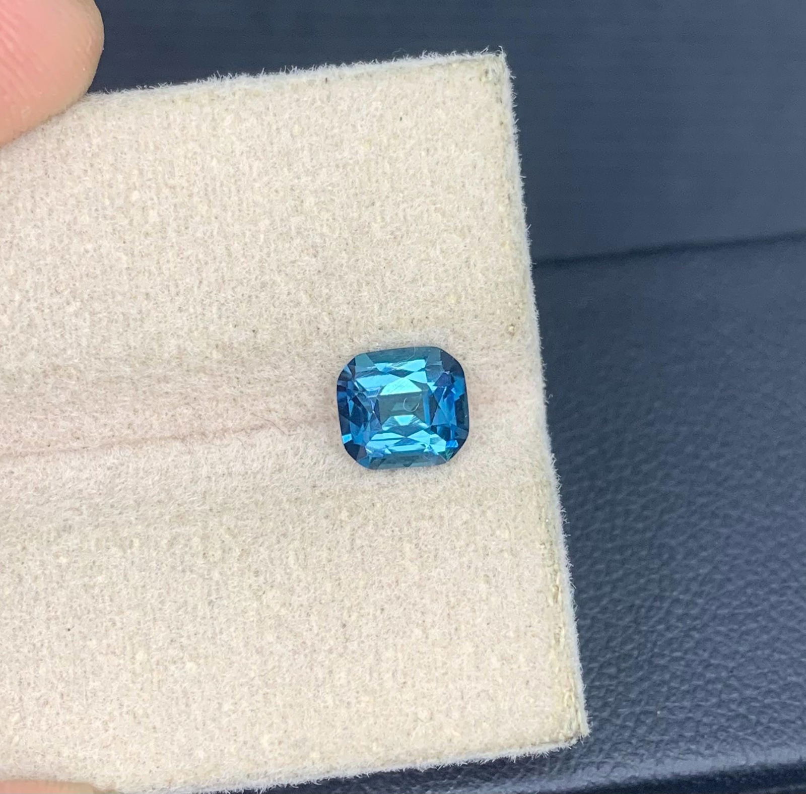 Ink Blue Tourmaline Gemstone: 0.935 Carat Faceted Cushion Cut - 13