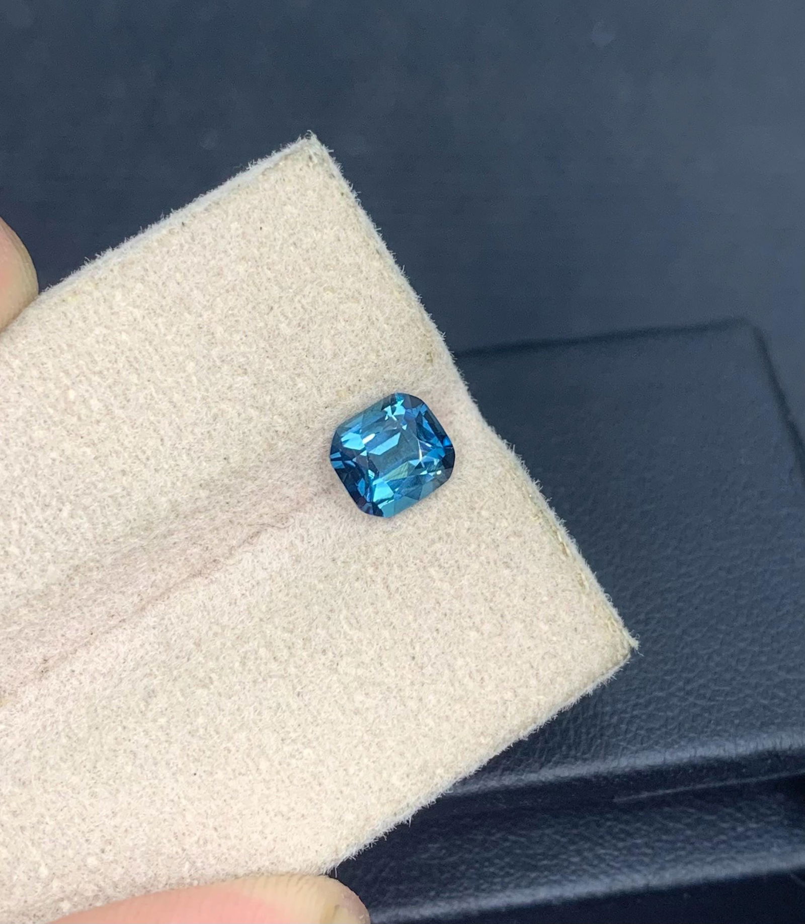Ink Blue Tourmaline Gemstone: 0.935 Carat Faceted Cushion Cut - 15