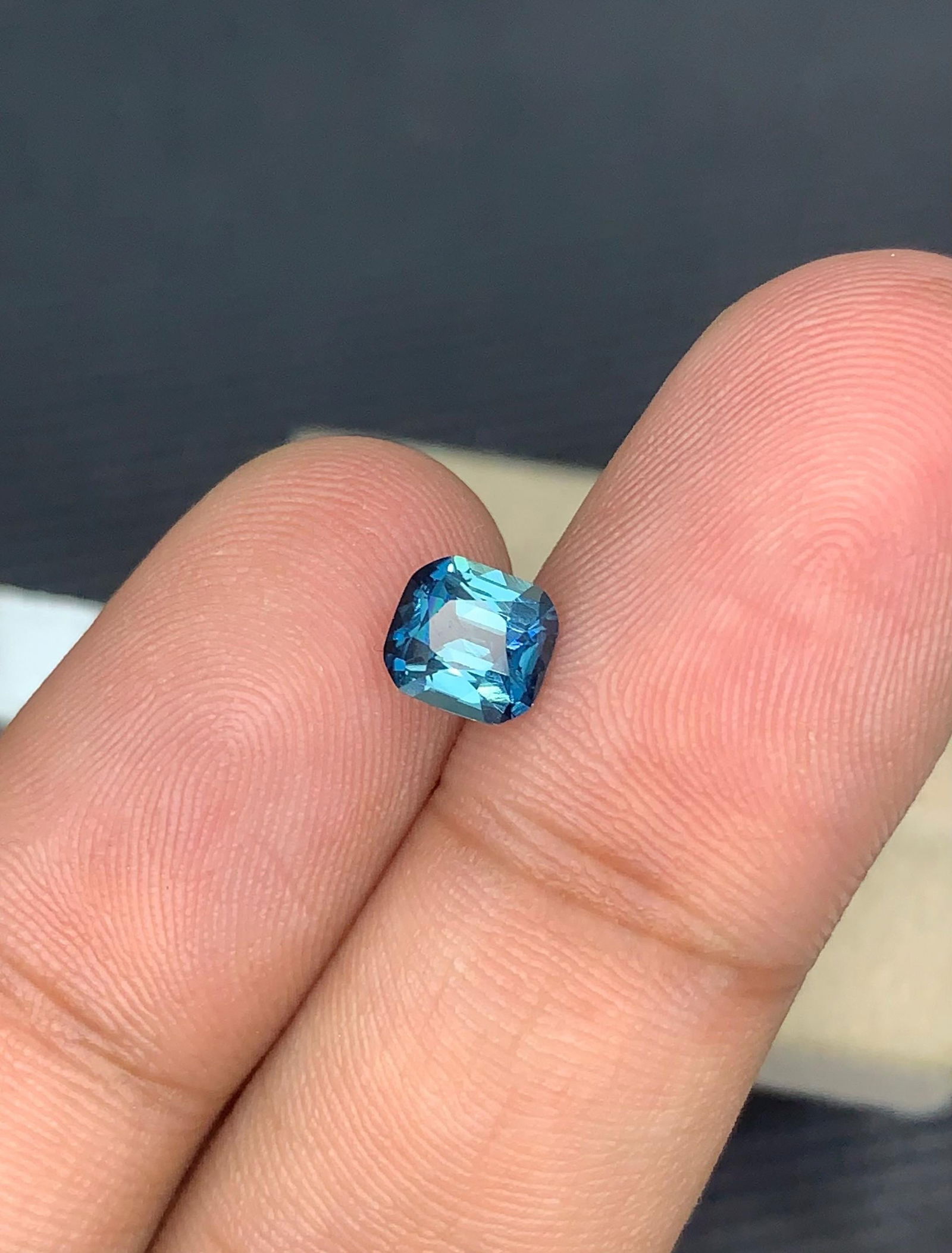 Ink Blue Tourmaline Gemstone: 0.935 Carat Faceted Cushion Cut - 17