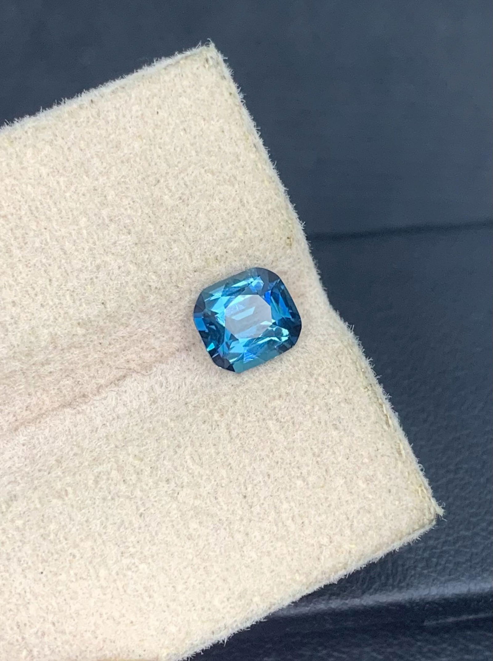 Ink Blue Tourmaline Gemstone: 0.935 Carat Faceted Cushion Cut - 18