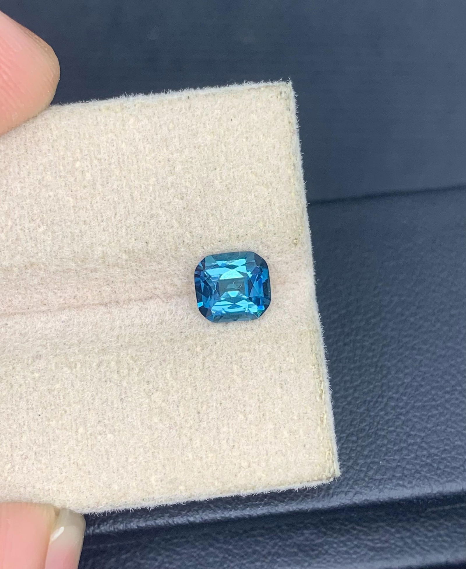Ink Blue Tourmaline Gemstone: 0.935 Carat Faceted Cushion Cut - 19