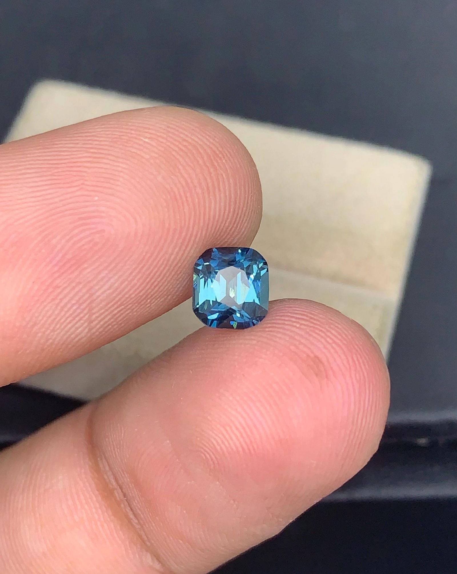 Ink Blue Tourmaline Gemstone: 0.935 Carat Faceted Cushion Cut - 3
