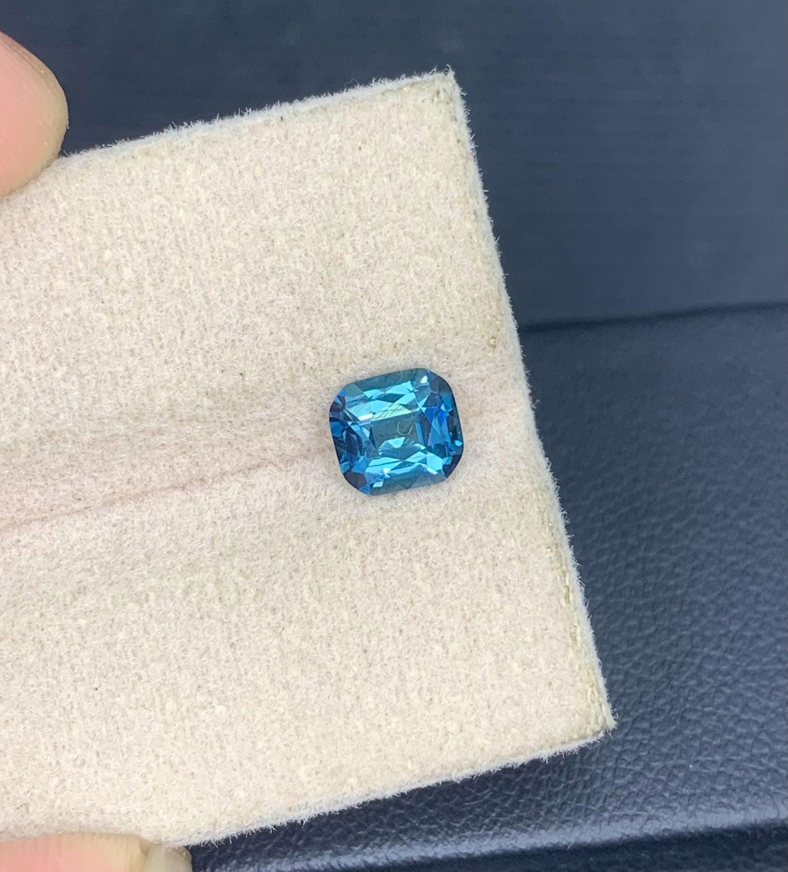 Ink Blue Tourmaline Gemstone: 0.935 Carat Faceted Cushion Cut - 5