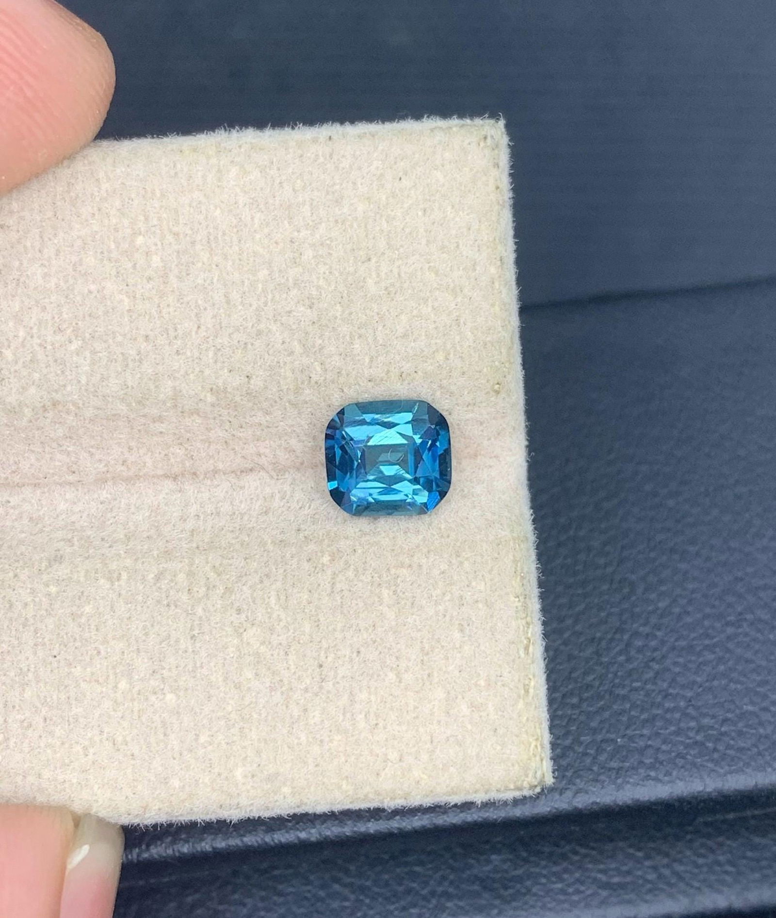 Ink Blue Tourmaline Gemstone: 0.935 Carat Faceted Cushion Cut - 7