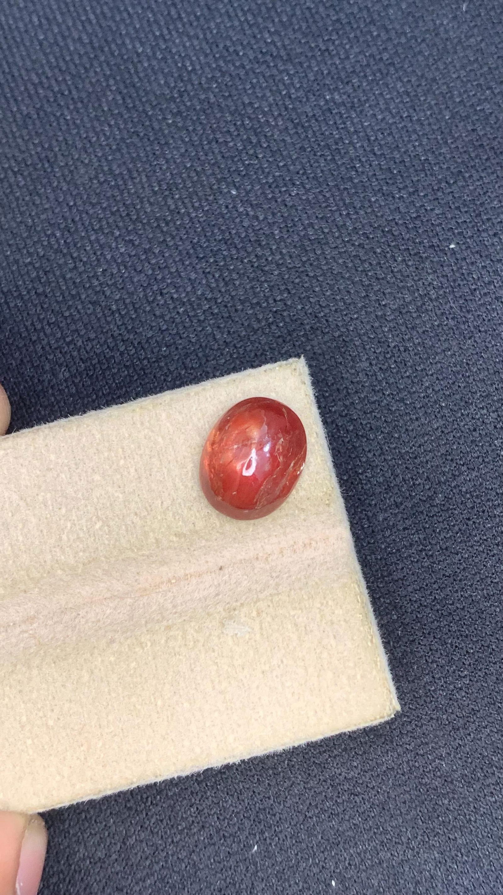 Rich Brick Red with Subtle Orange Undertones Sapphire Cabochon For Jewellery - 4.55 Carat - 13