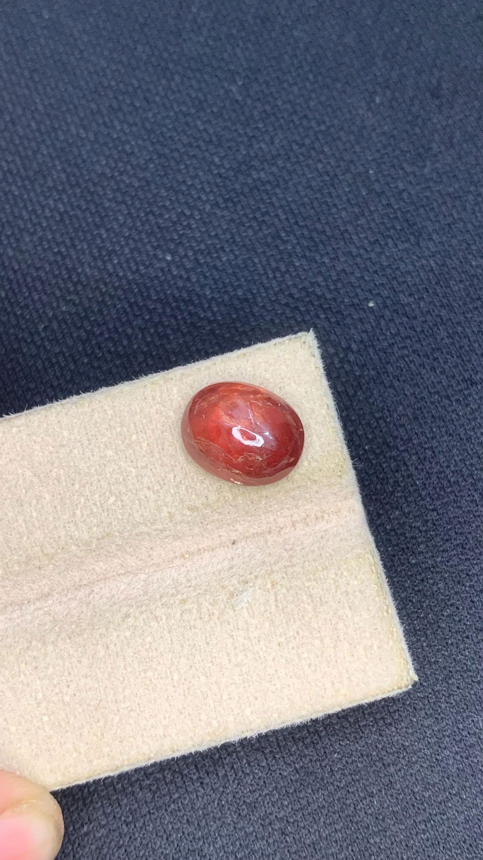 Rich Brick Red with Subtle Orange Undertones Sapphire Cabochon For Jewellery - 4.55 Carat - 8