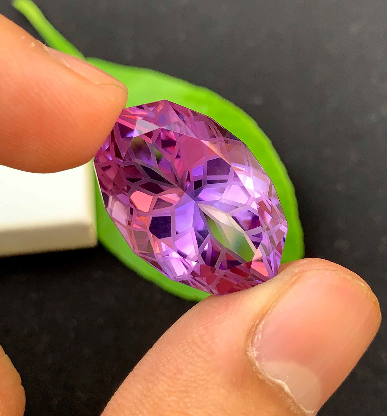 Natural Amethyst Gemstone: Flower Fish Eye Cut, February Birthstone (27.20 Carats) - 2