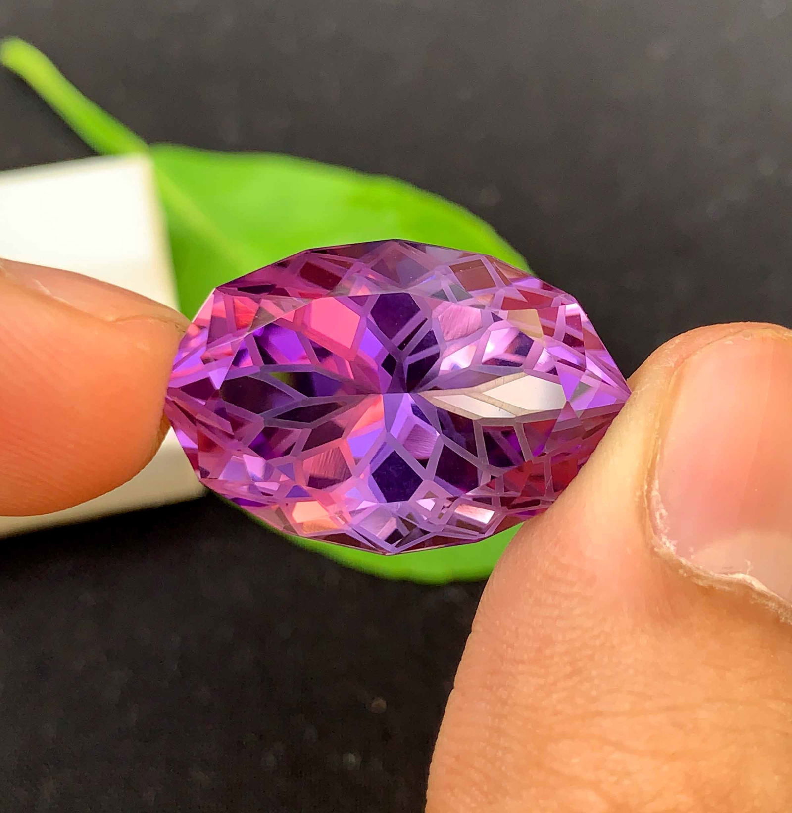 Natural Amethyst Gemstone: Flower Fish Eye Cut, February Birthstone (27.20 Carats) - 5