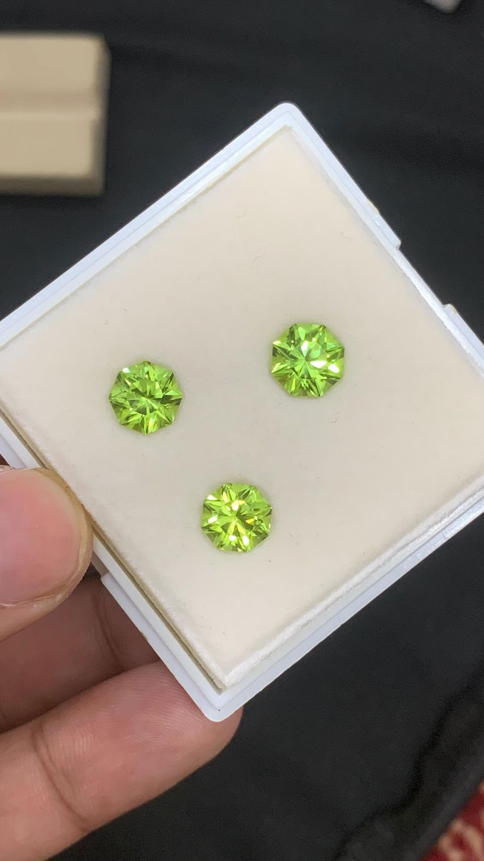 Octagon Cut Peridot Gemstone Set: 5.83 Carat, Bright Green, Sapat Mine - 16