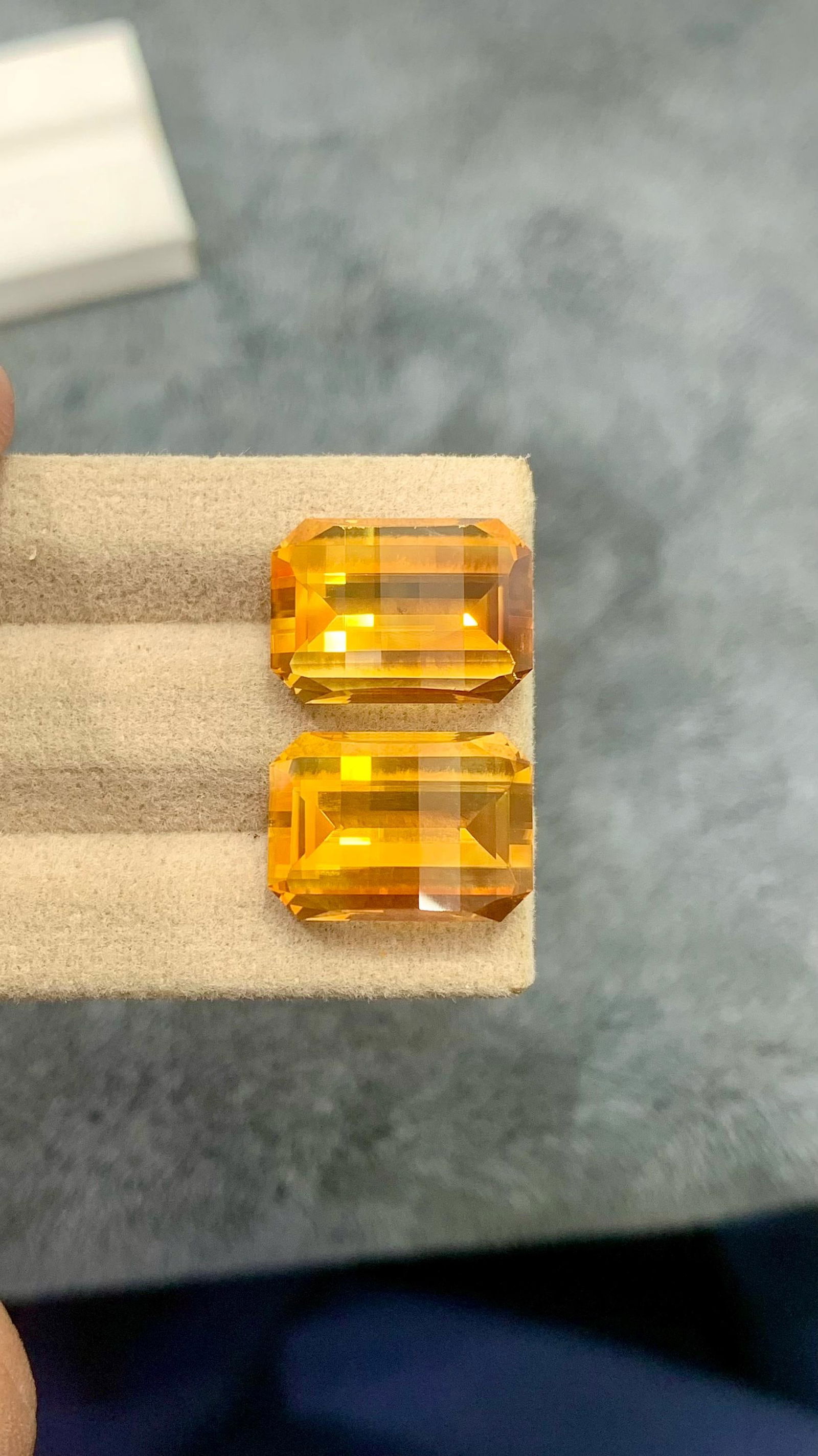 Fancy Emerald Cut aturap Citrine Golden Yellow Pair Gemstone For Earrings - 18.80 carat - 15