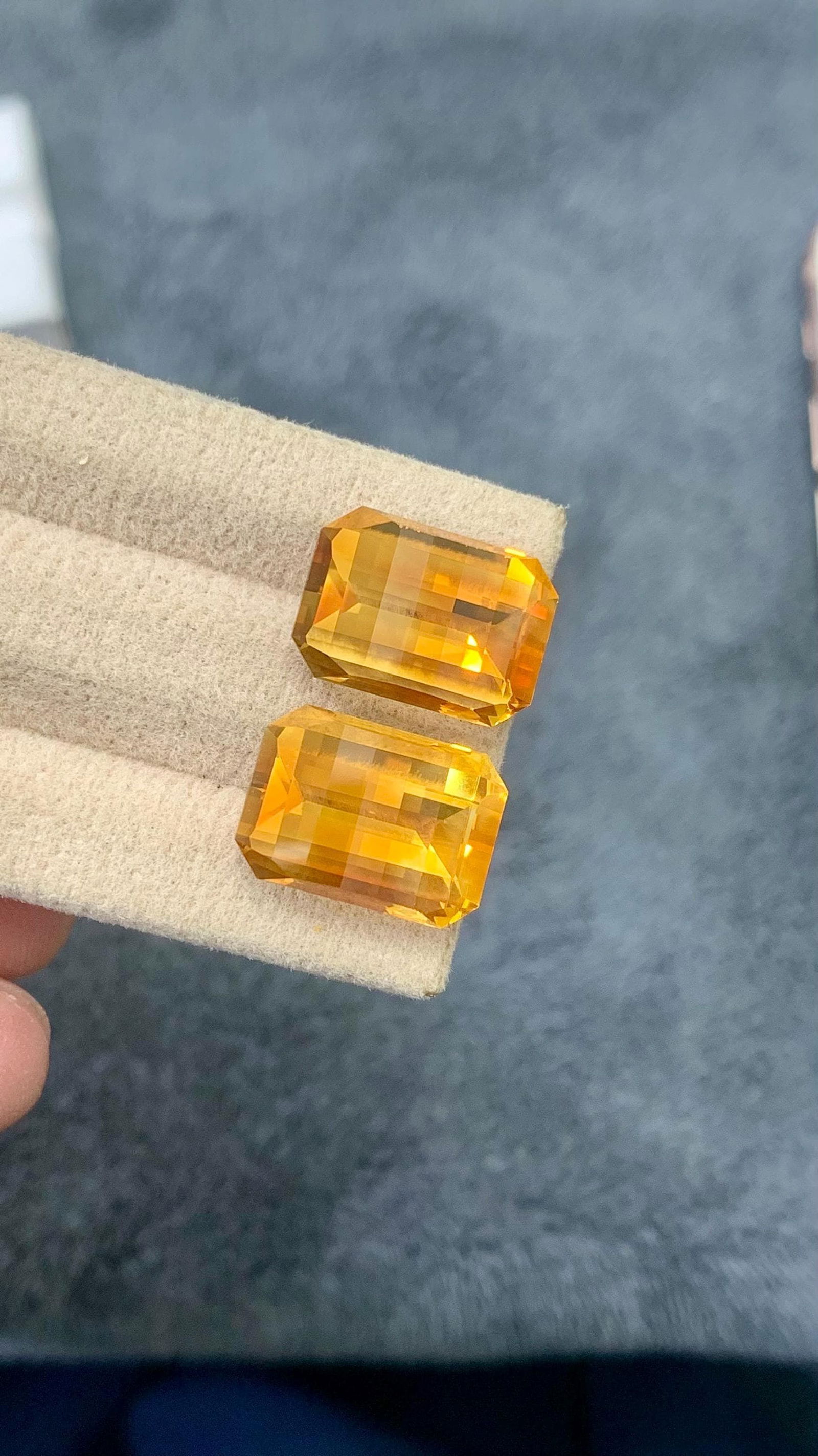 Fancy Emerald Cut aturap Citrine Golden Yellow Pair Gemstone For Earrings - 18.80 carat - 9